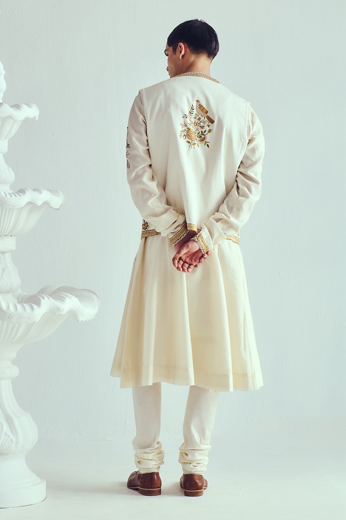 Chanderi Ivory Flared Kurta Set