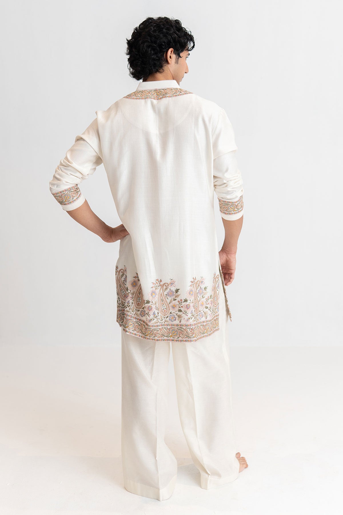 Handloom Ivory Kurta And Pants