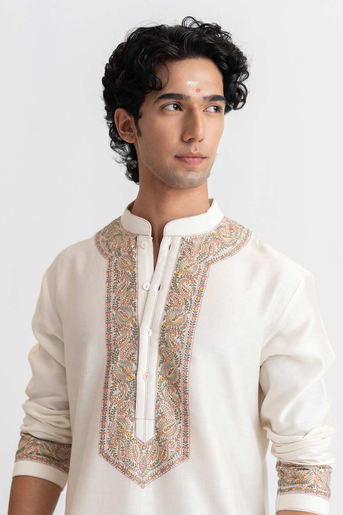 Handloom Ivory Kurta And Pants