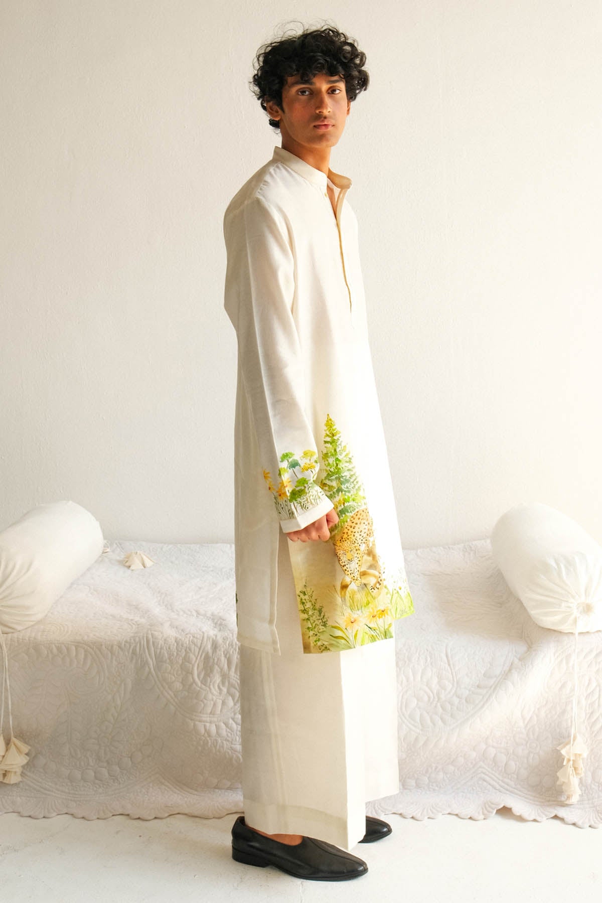 Chanderi Ivory Kurta & Pyjama