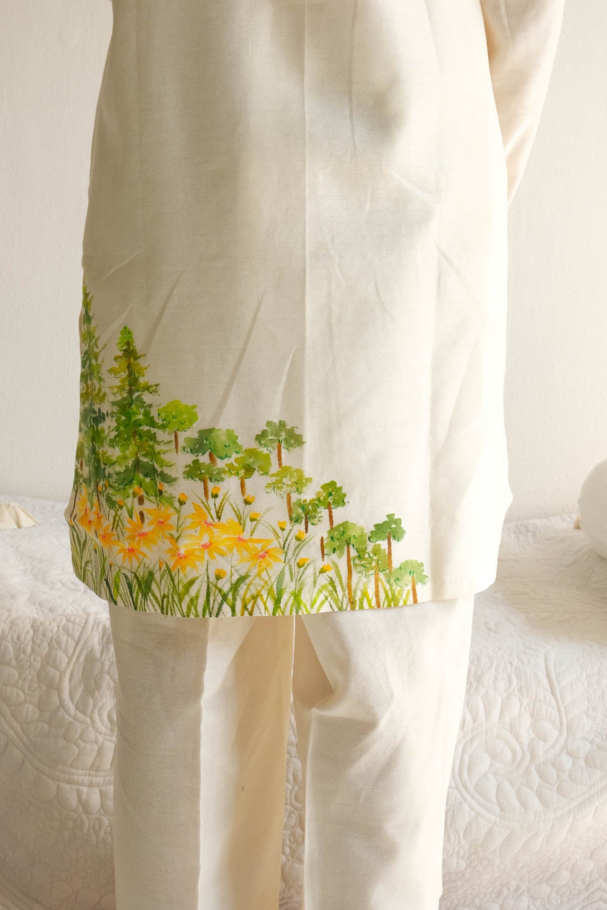 Chanderi Ivory Kurta & Pyjama