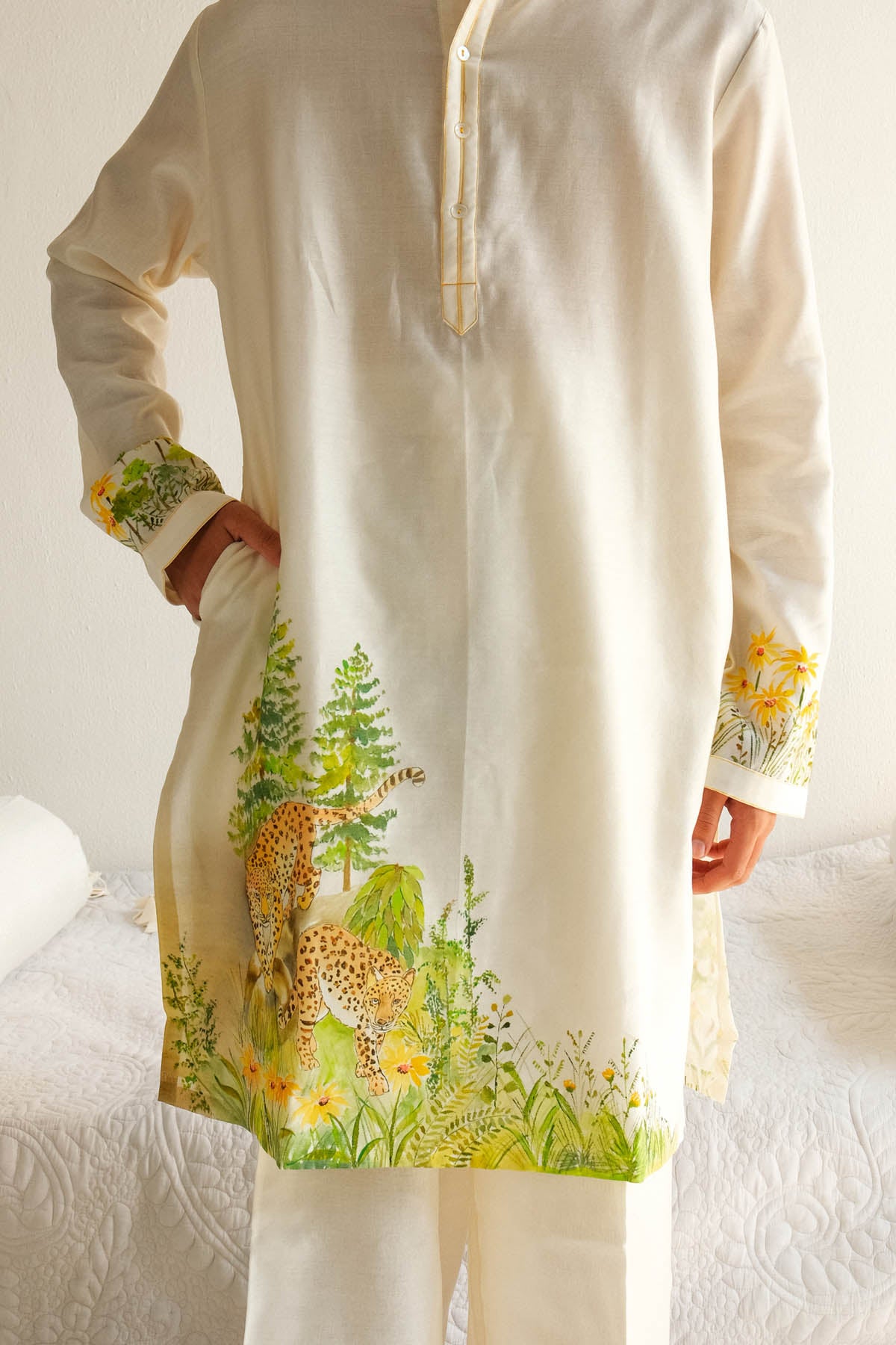 Chanderi Ivory Kurta & Pyjama