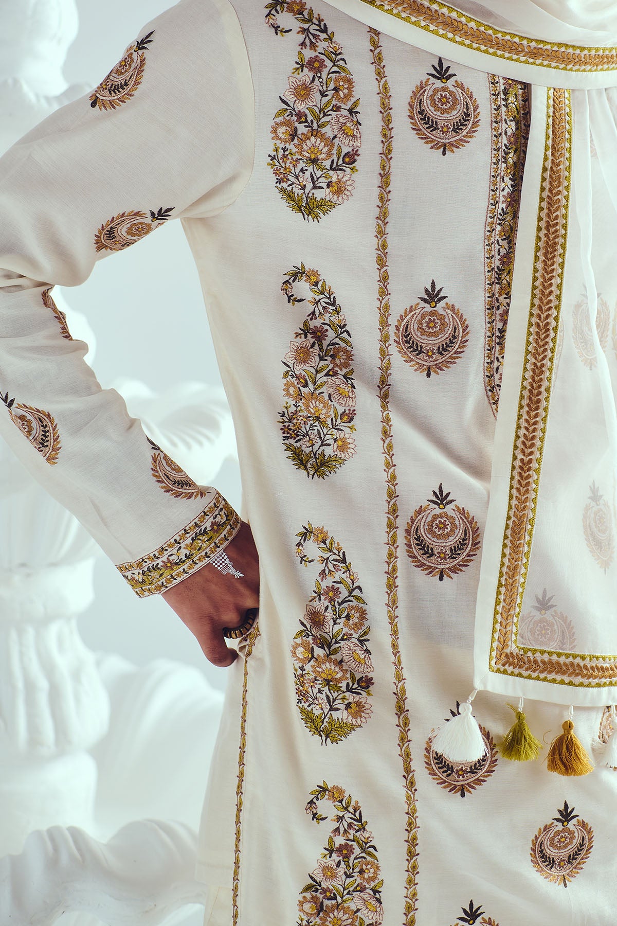 Chanderi Ivory Short Kurta Set