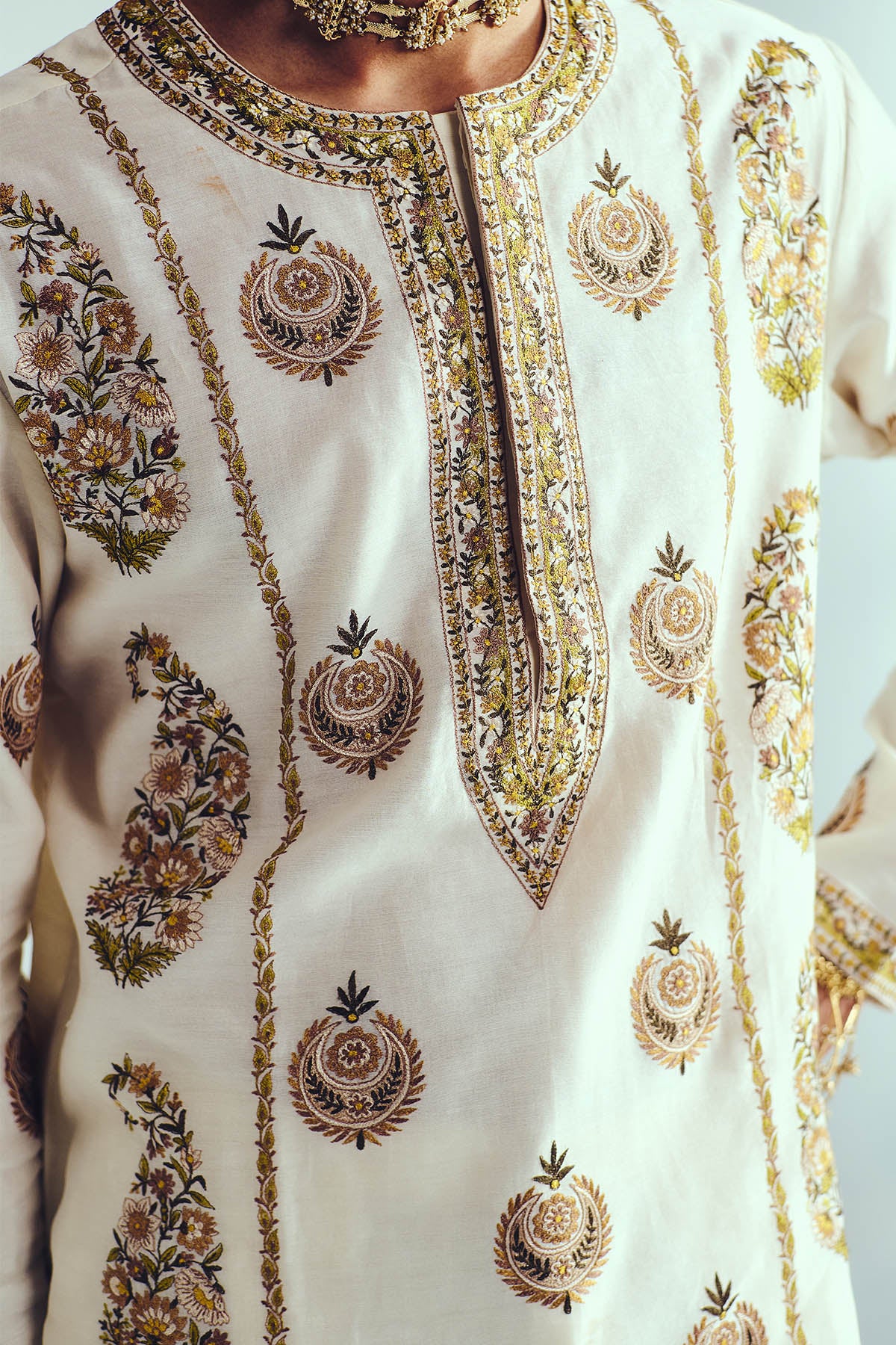 Chanderi Ivory Short Kurta Set