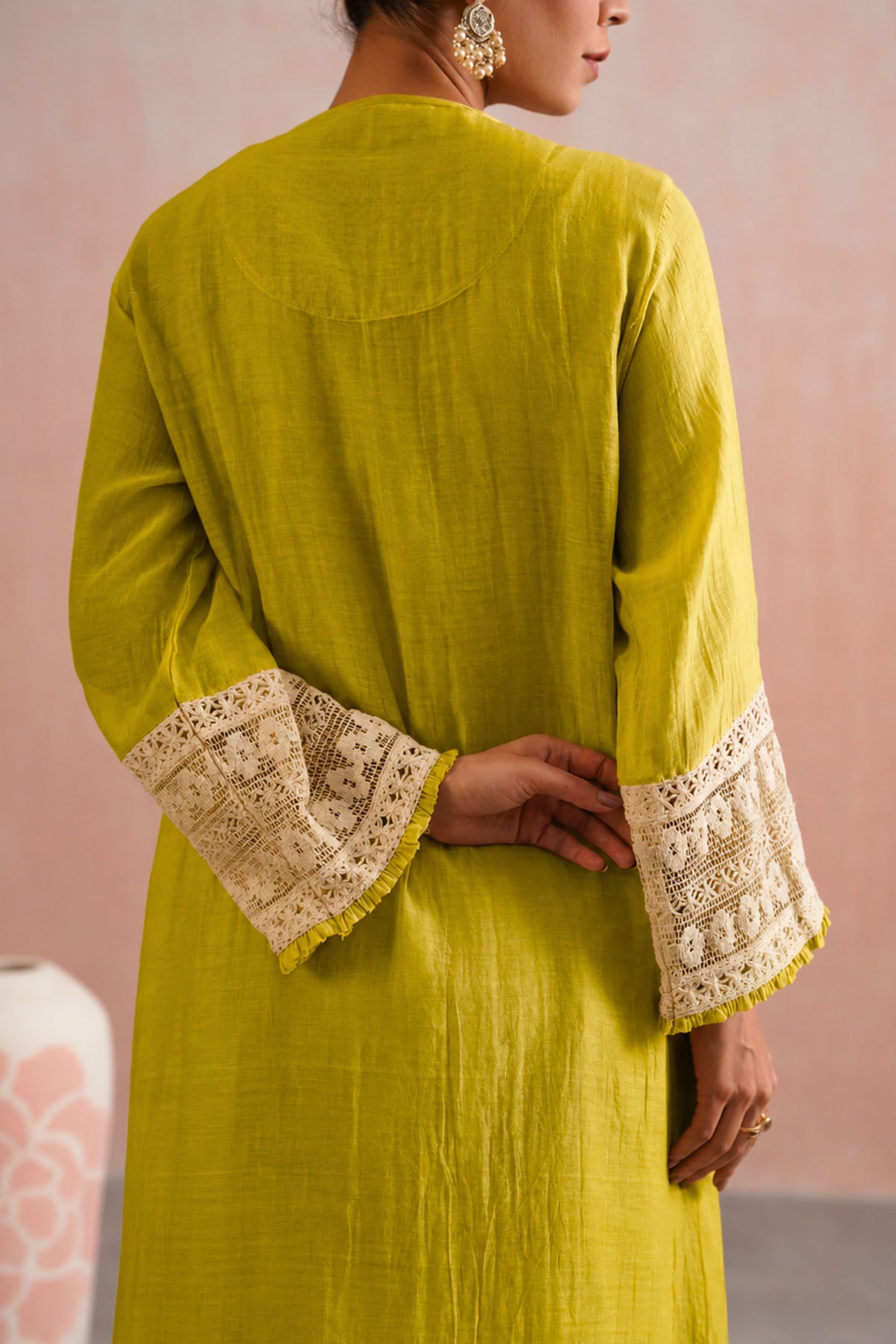 Lime Green Detailing Kurta Set