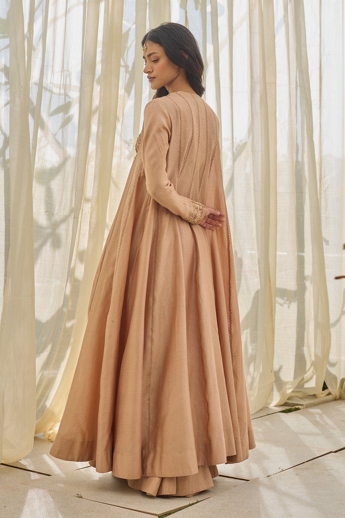 Chanderi Silk Aari Anarkali Set