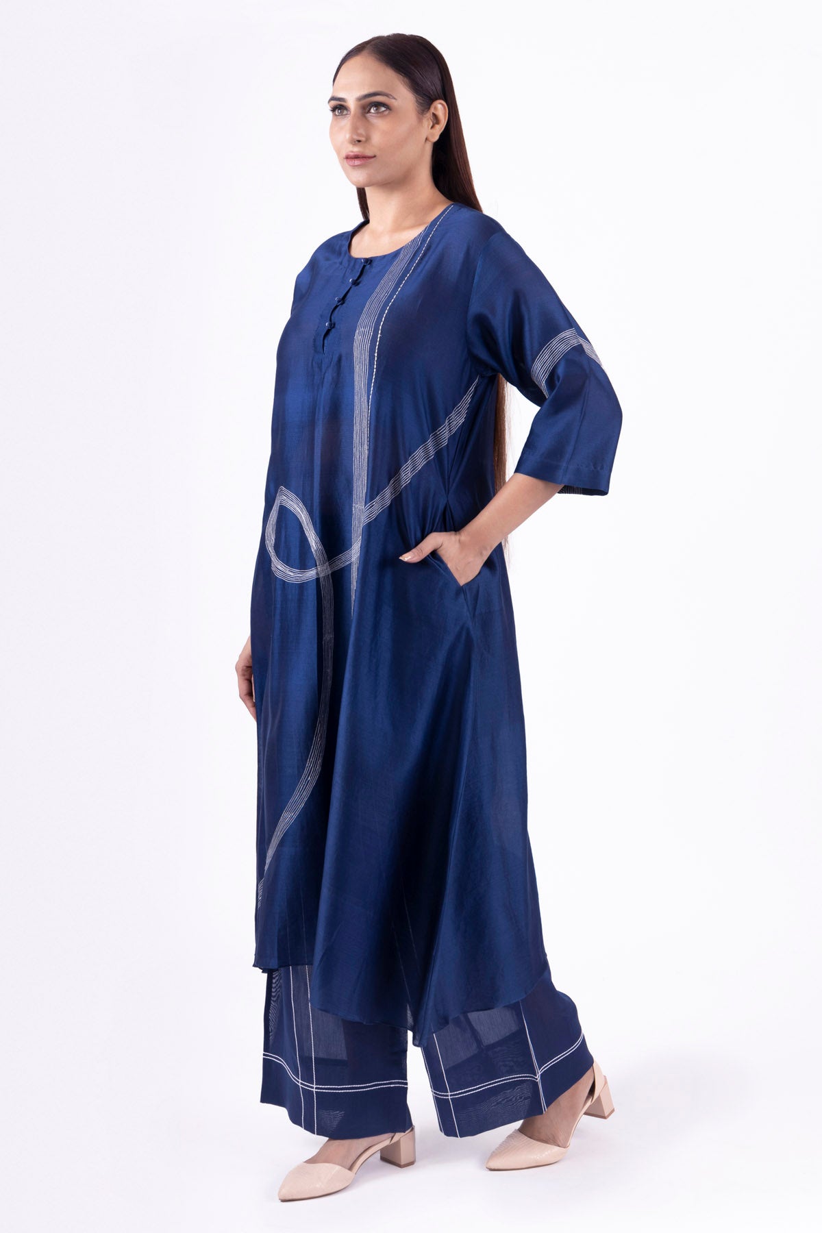 Pantone Blue Flared Kurta Set