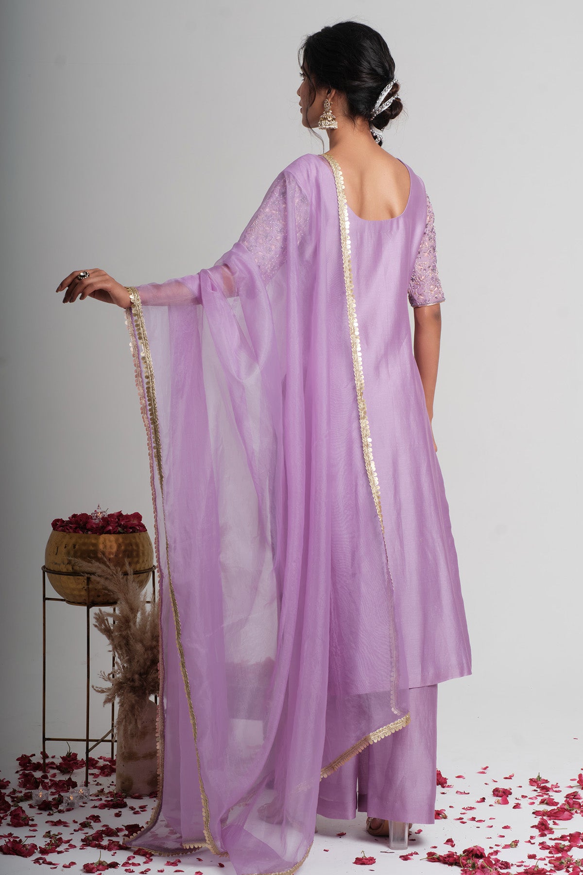 Chanderi Silk Lavender Kurta Set