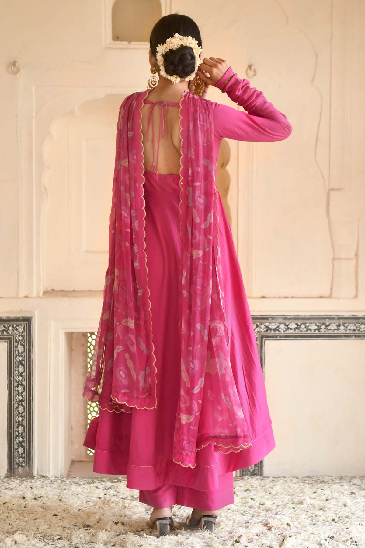 Chanderi Silk Pink Anarkali Set