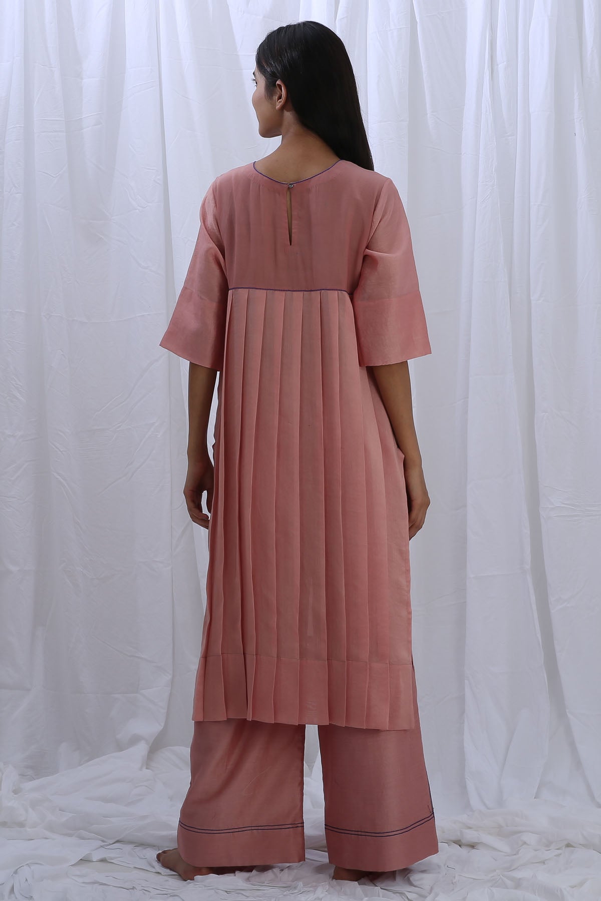 Chanderi Silk Pink Kurta Set