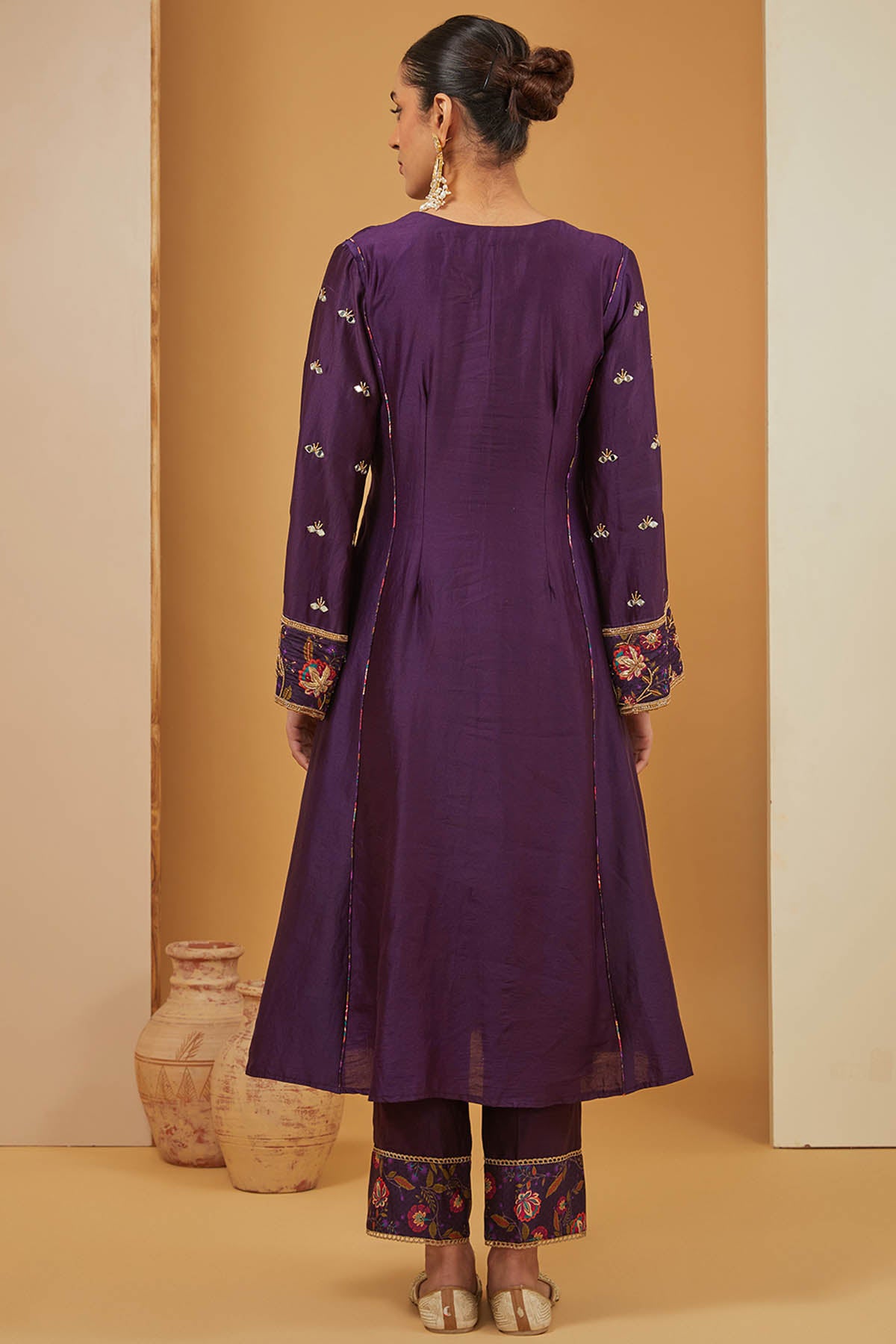 Chanderi Silk Purple Kurta Set