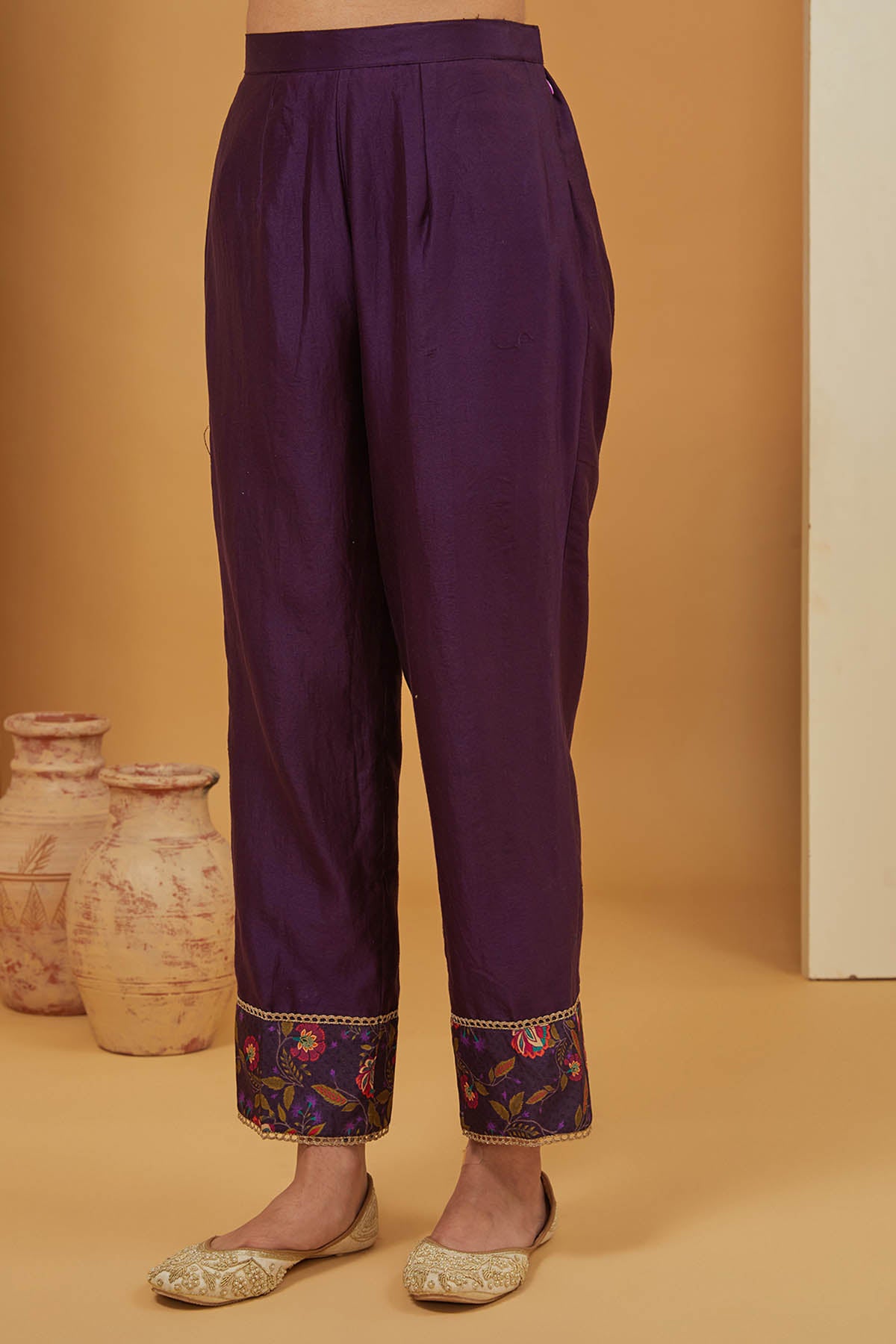 Chanderi Silk Purple Kurta Set