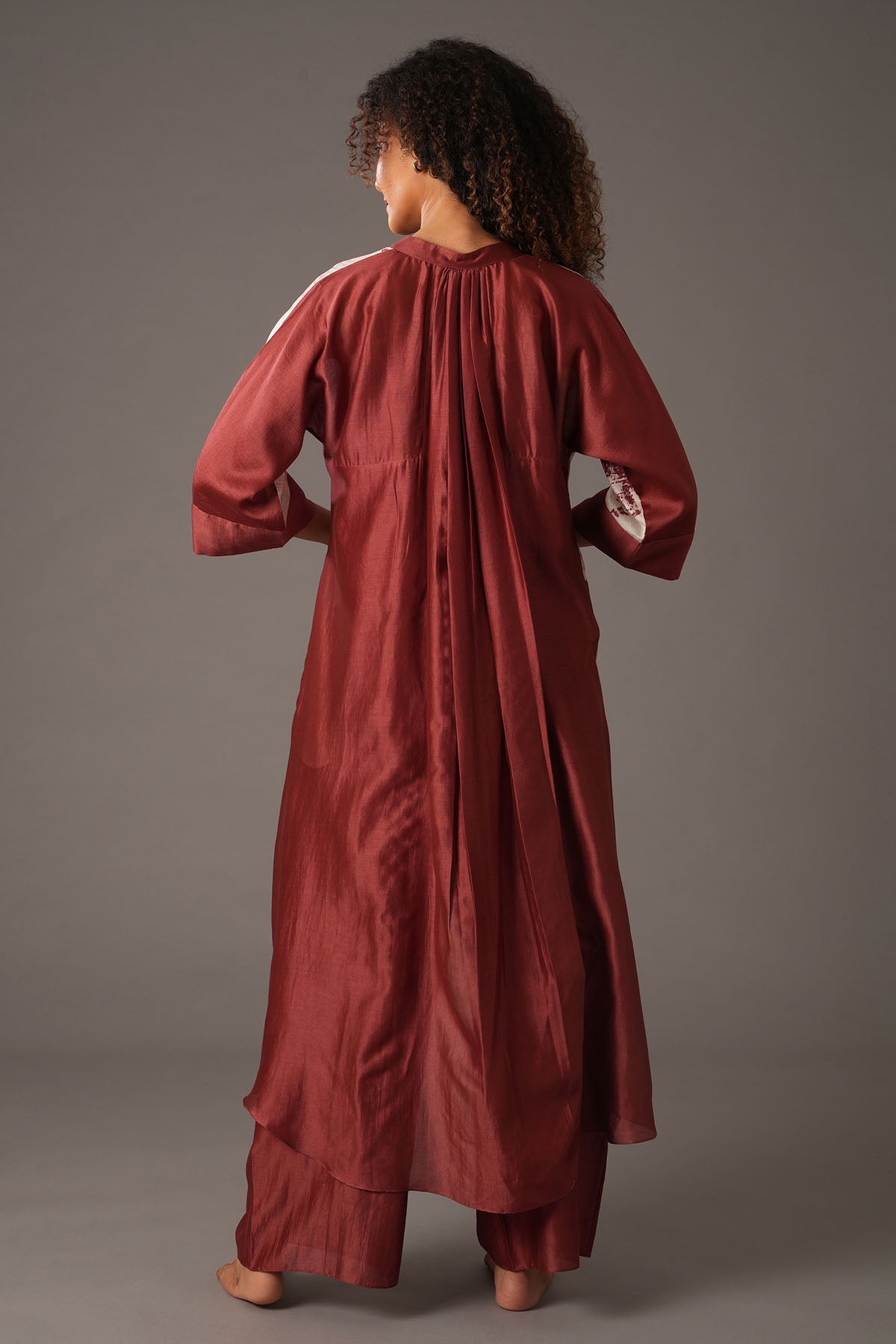 Chanderi Silk Red Kurta Set