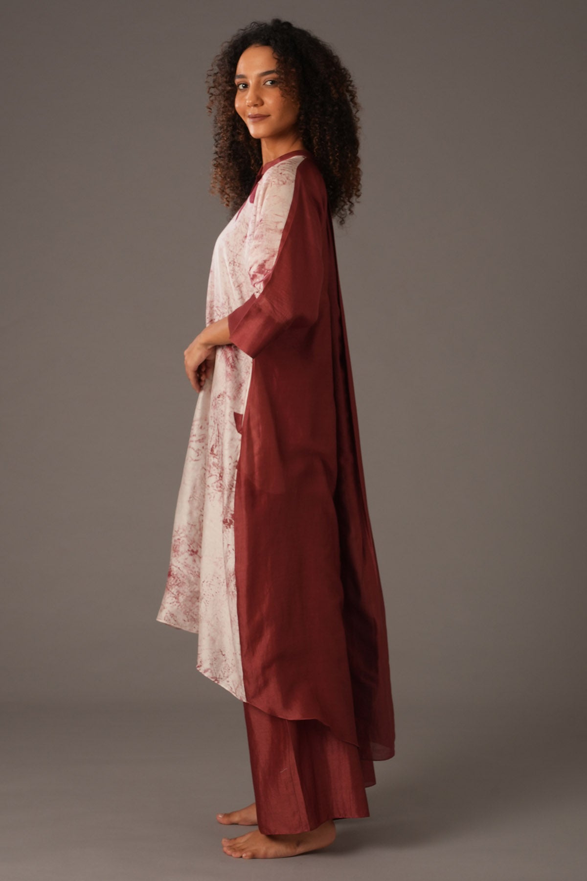 Chanderi Silk Red Kurta Set