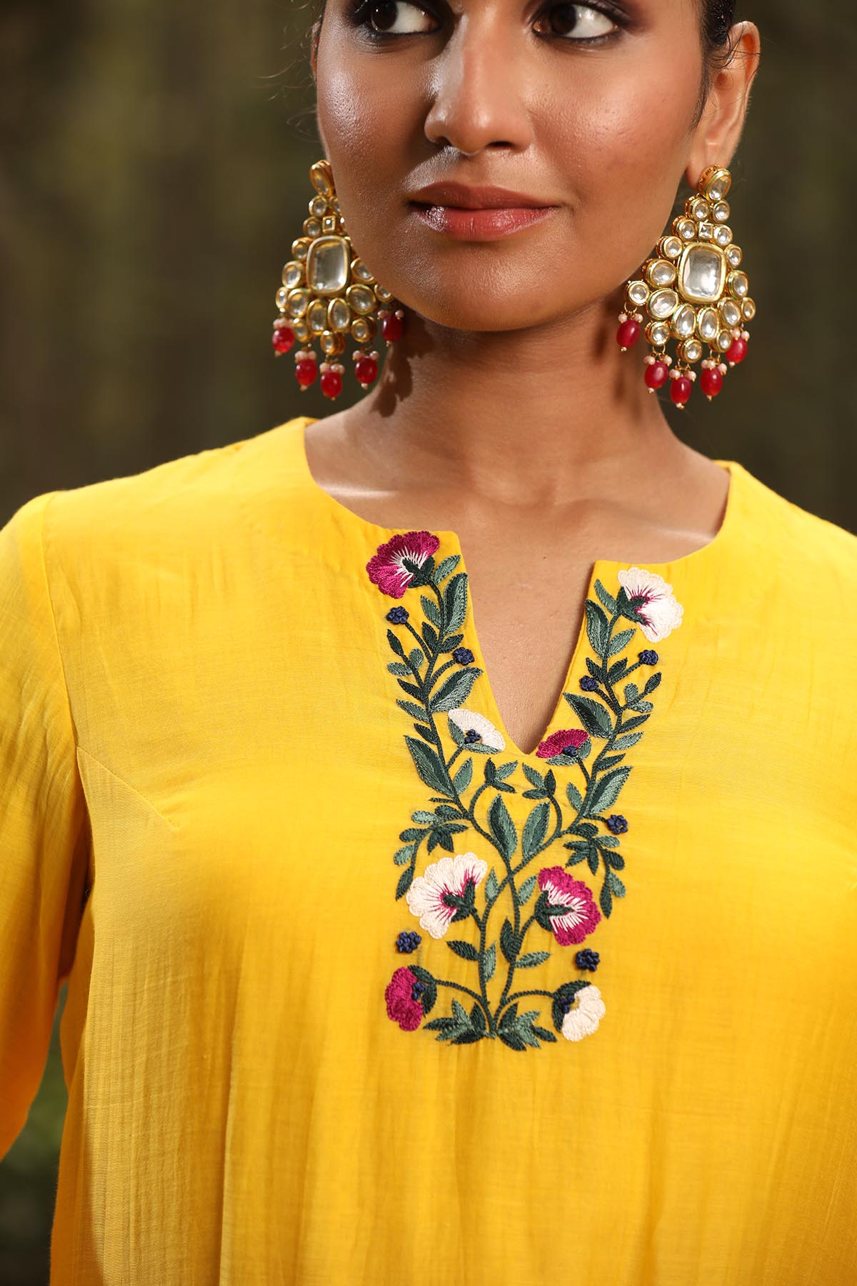 Chanderi Silk Yellow Kurta Set