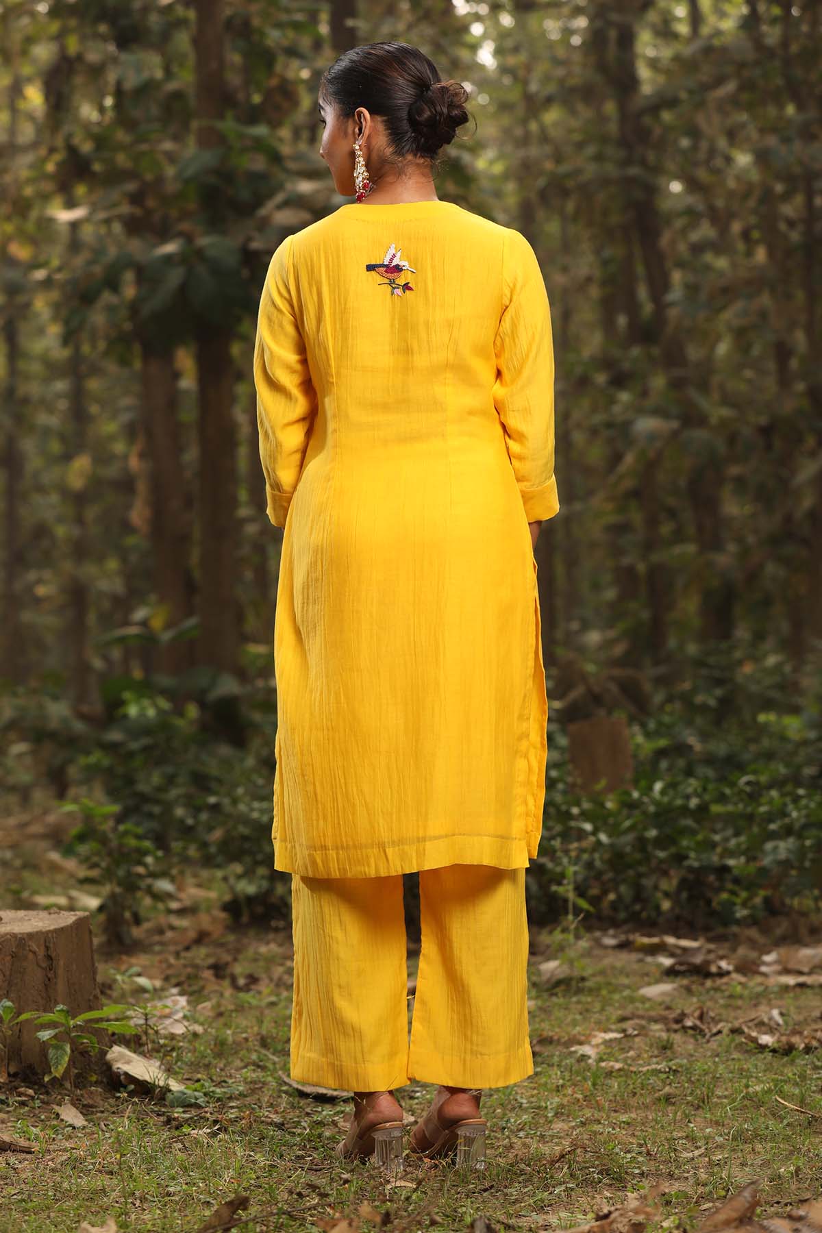 Chanderi Silk Yellow Kurta Set