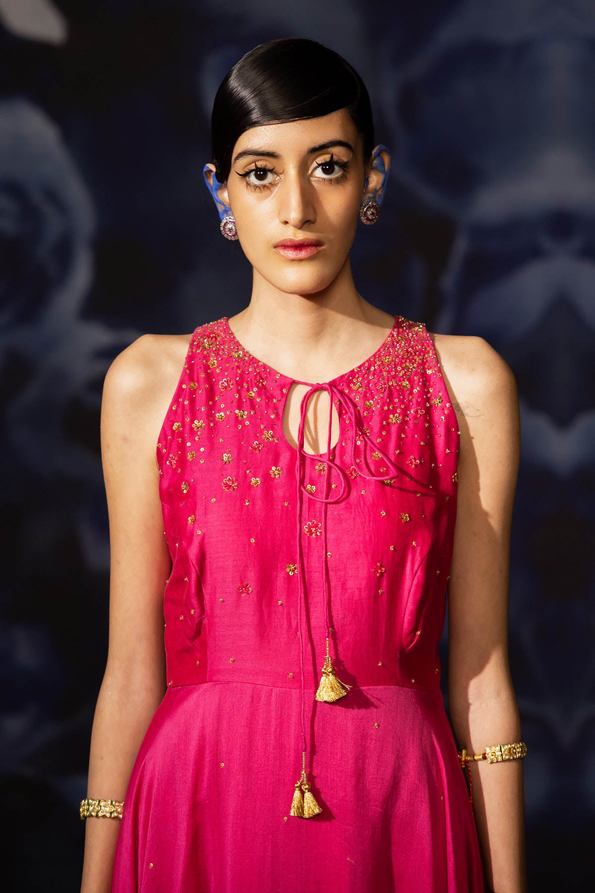 Chanderi Sleeveless Anarkali