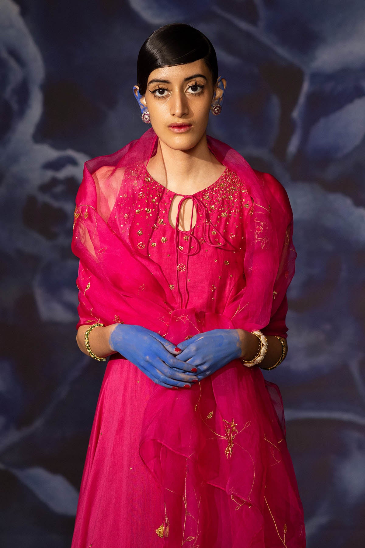 Chanderi Sleeveless Anarkali