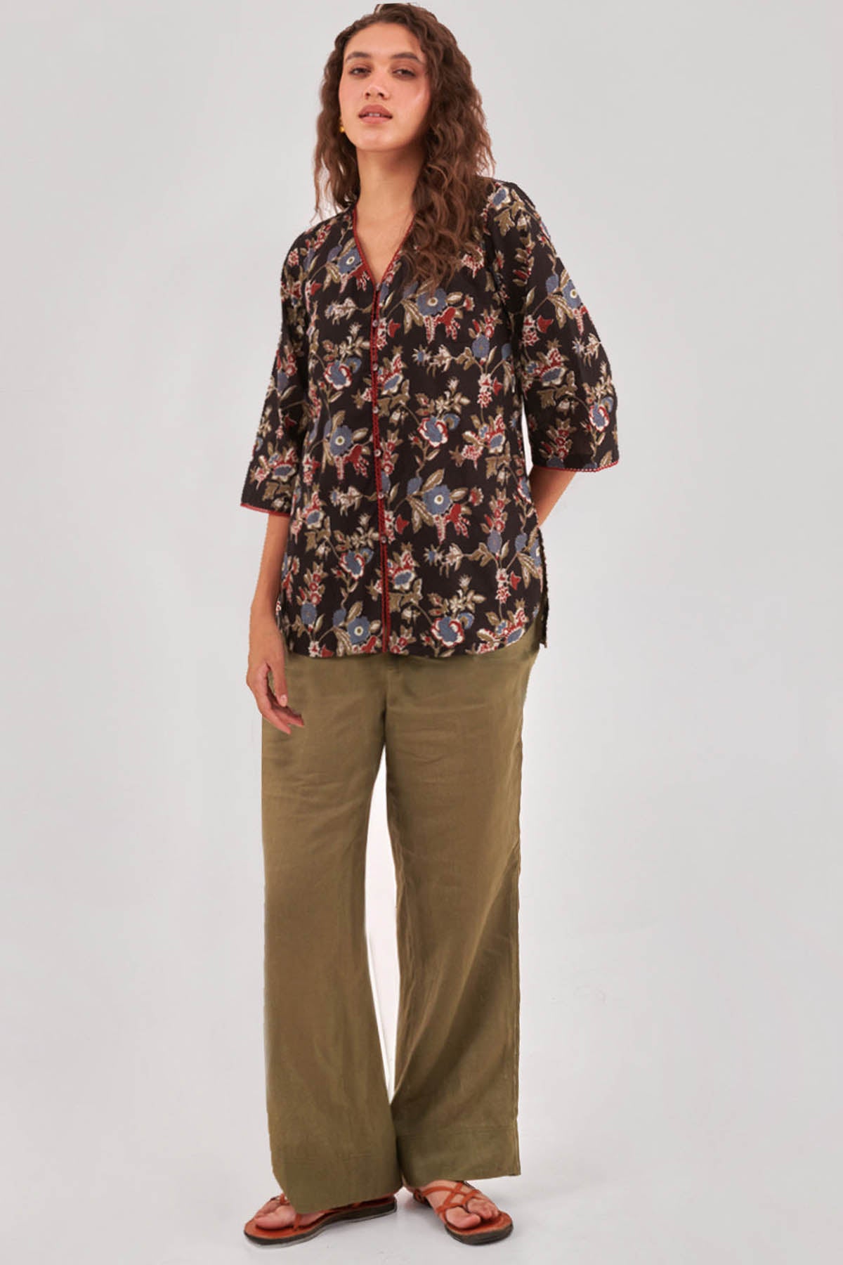 Charcoal Black Shirt Style Top