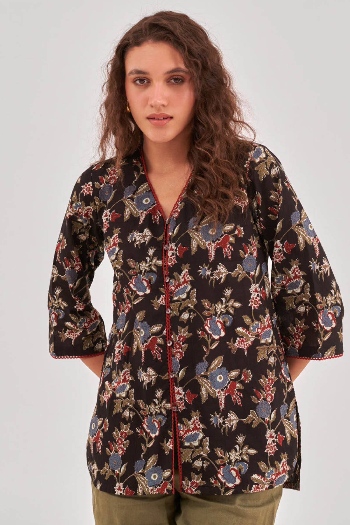 Buy Charcoal Black Shirt Style Top for Women by Qomn Designer online available at scrollnshops