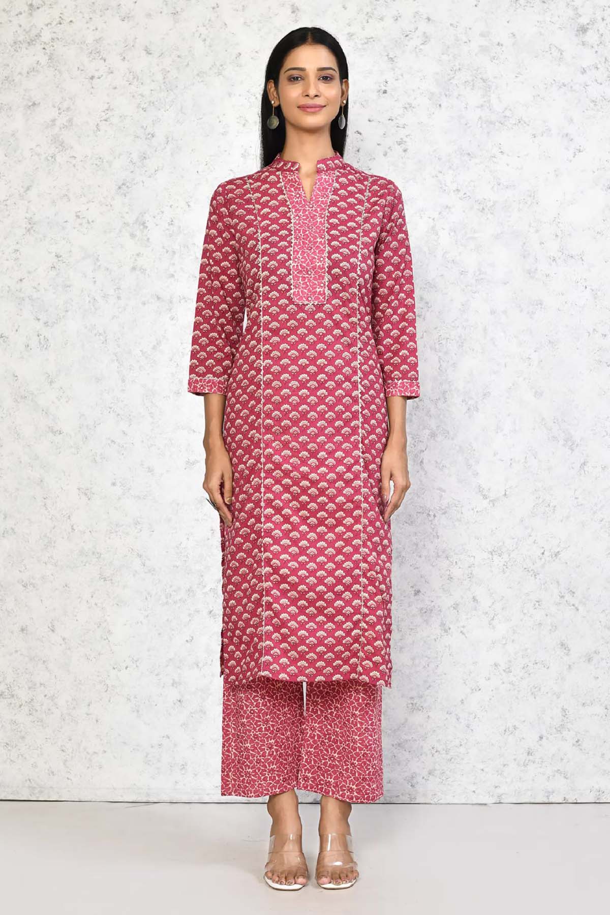 Charming Pink Floral Kurta Set