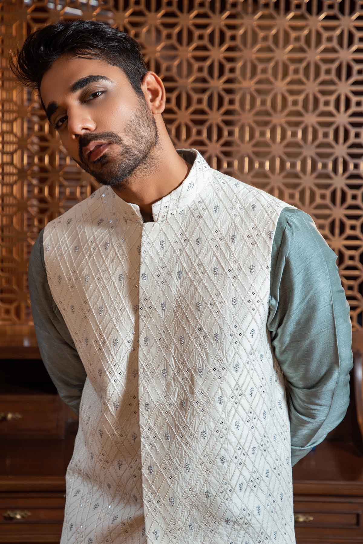 Checkered Bandi & Kurta Set