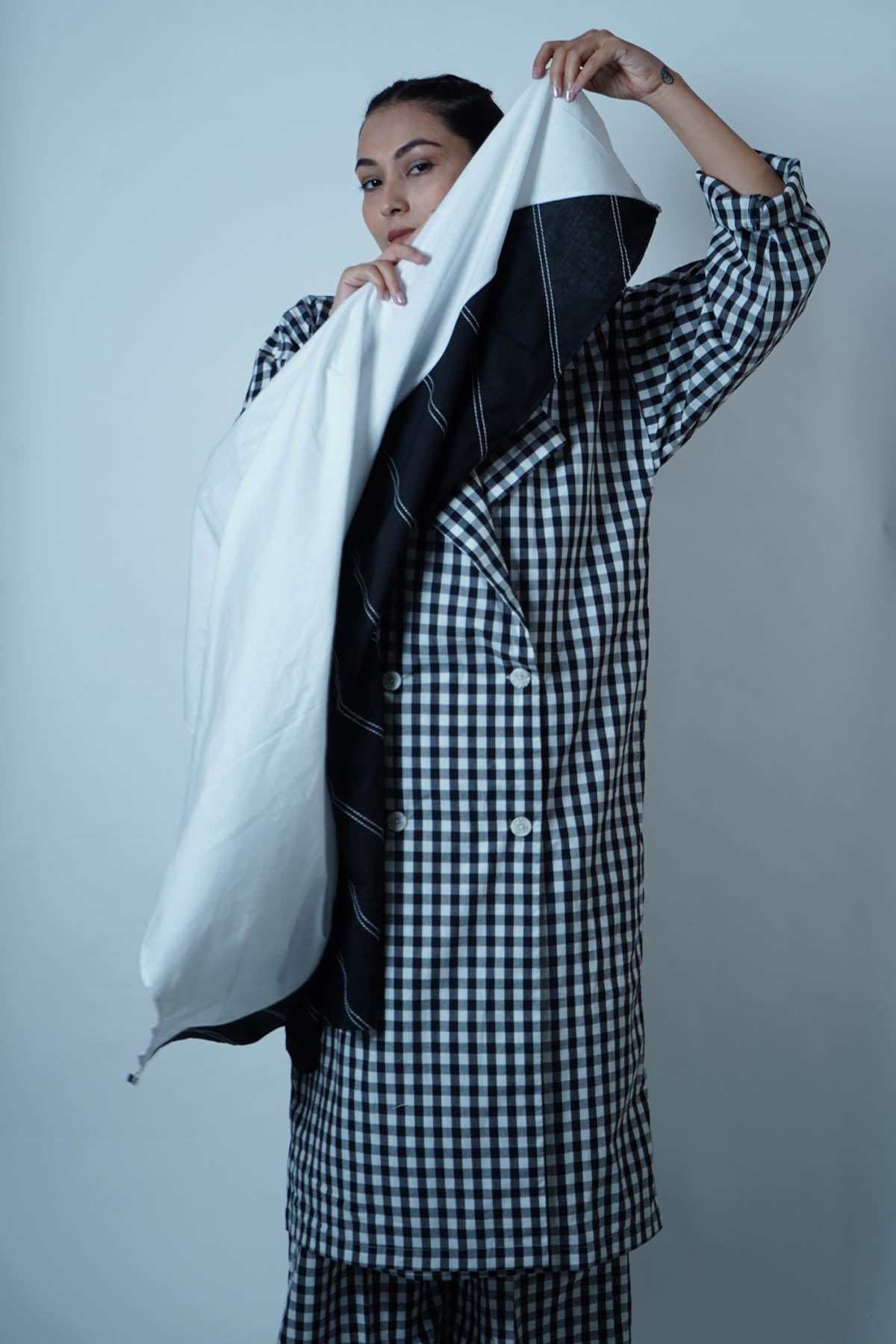 Buy Jaza Checkered Overlay Co-ord Set For Women Available online at ScrollnShops