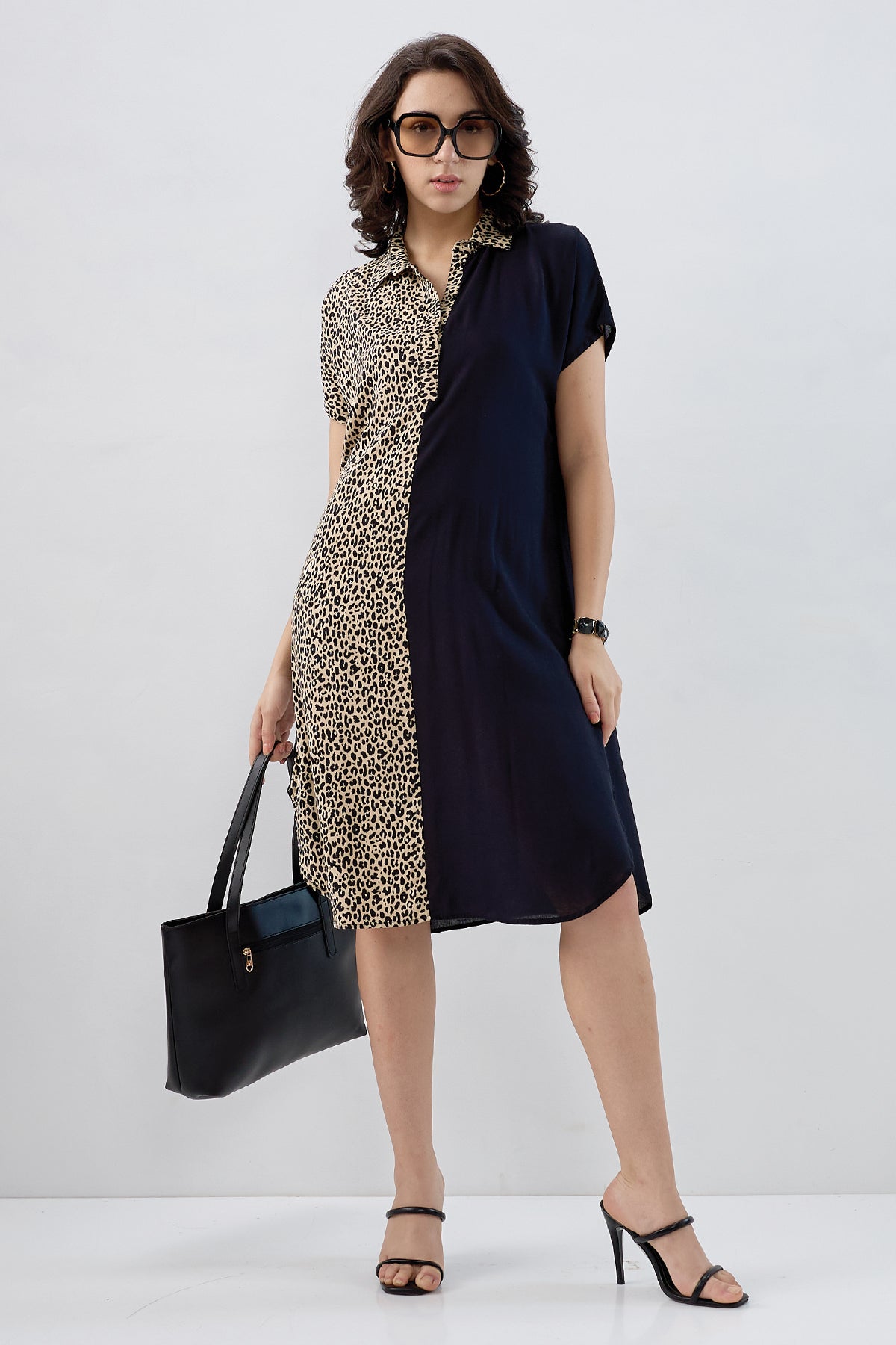 Cheetah Print Colorblock Dress