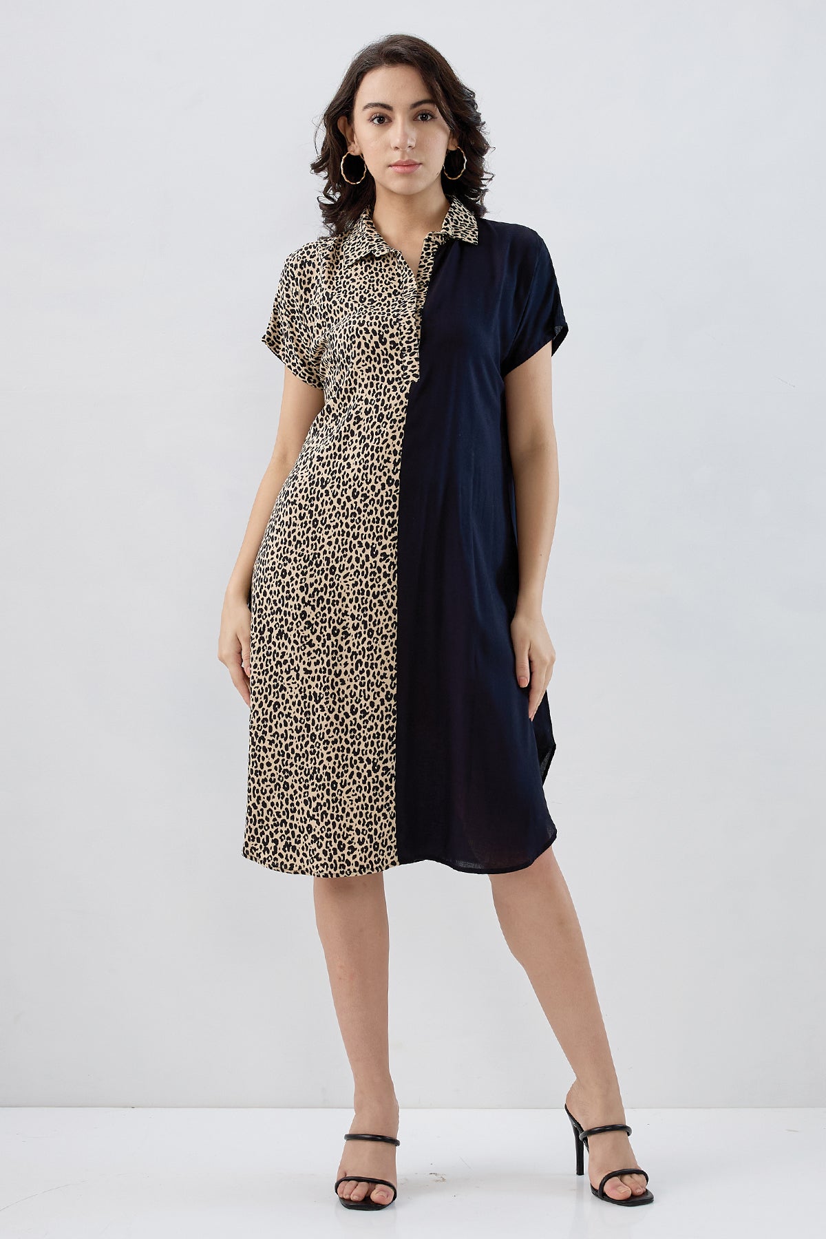 Buy Cheetah Print Colorblock Dress for Women by SNEHA B Designer online available at scrollnshops