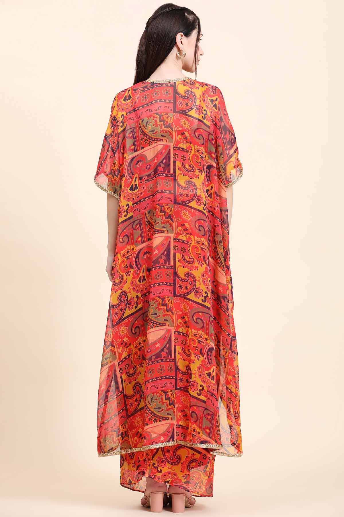 Cherry Red Dhoti Set