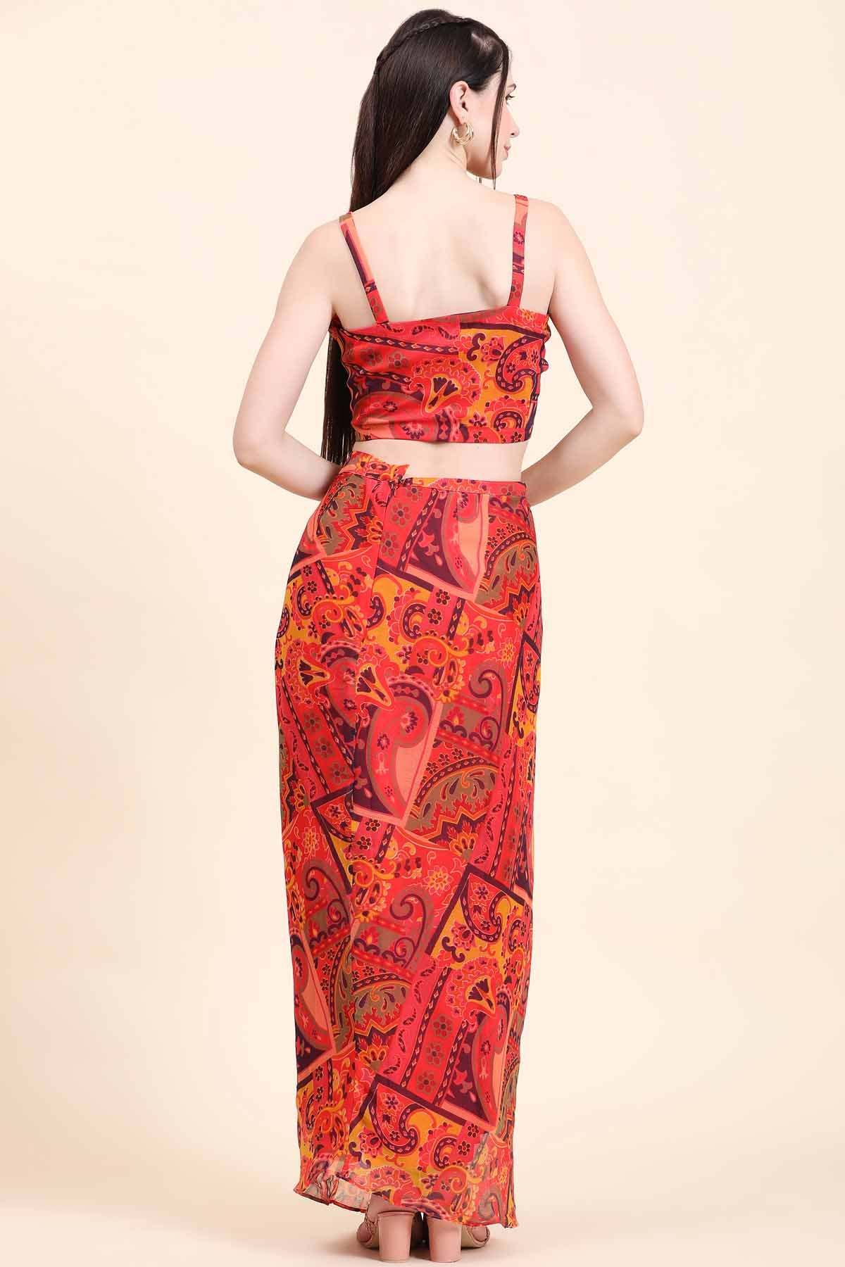 Cherry Red Dhoti Set