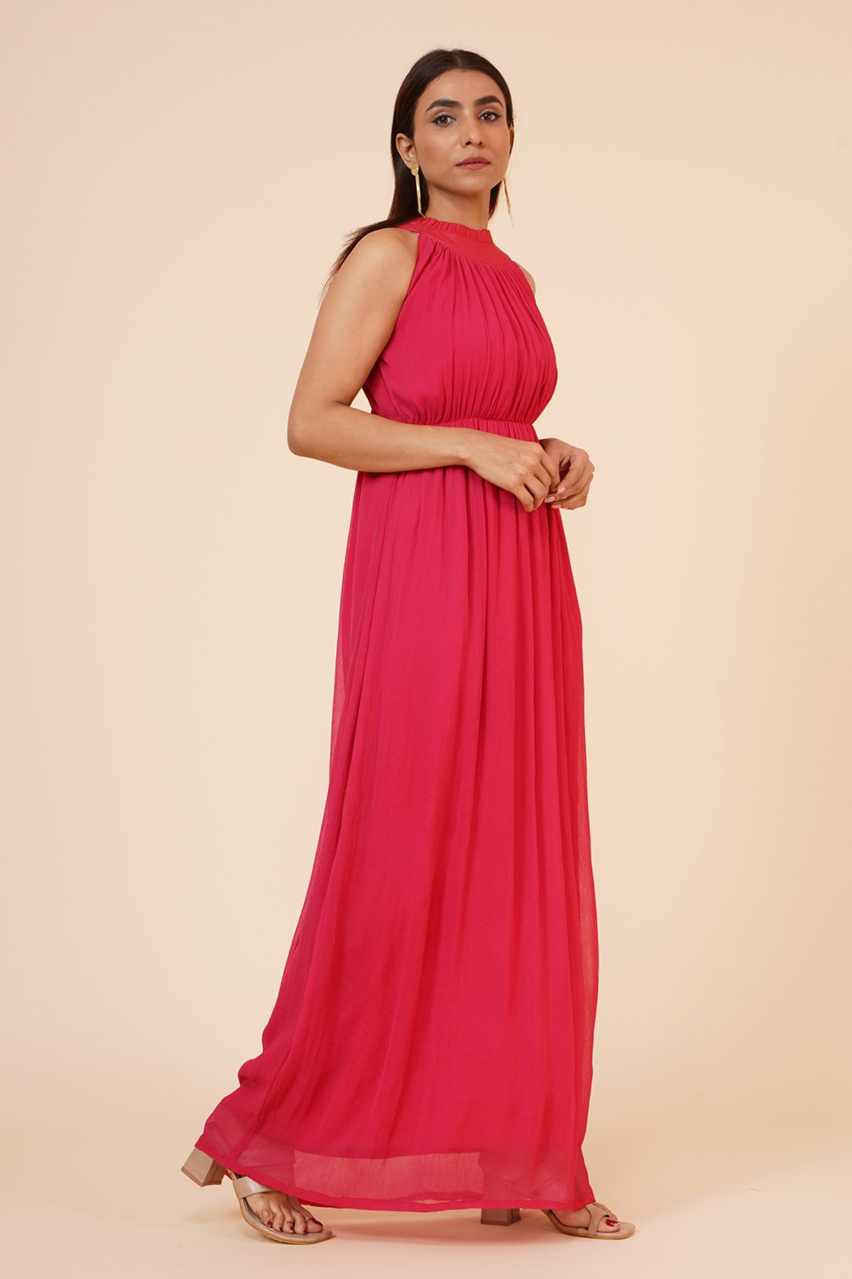 Cherry Red Chiffon Dress