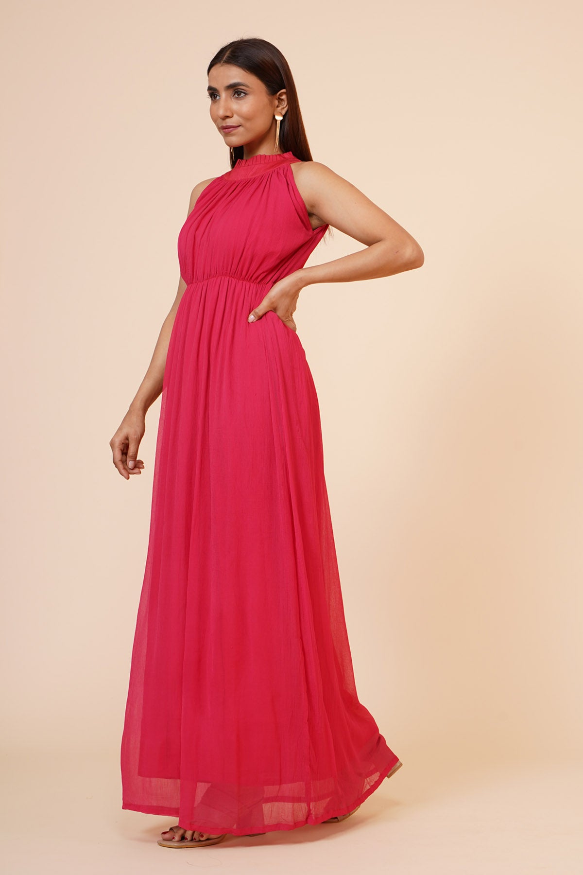 Cherry Red Chiffon Dress