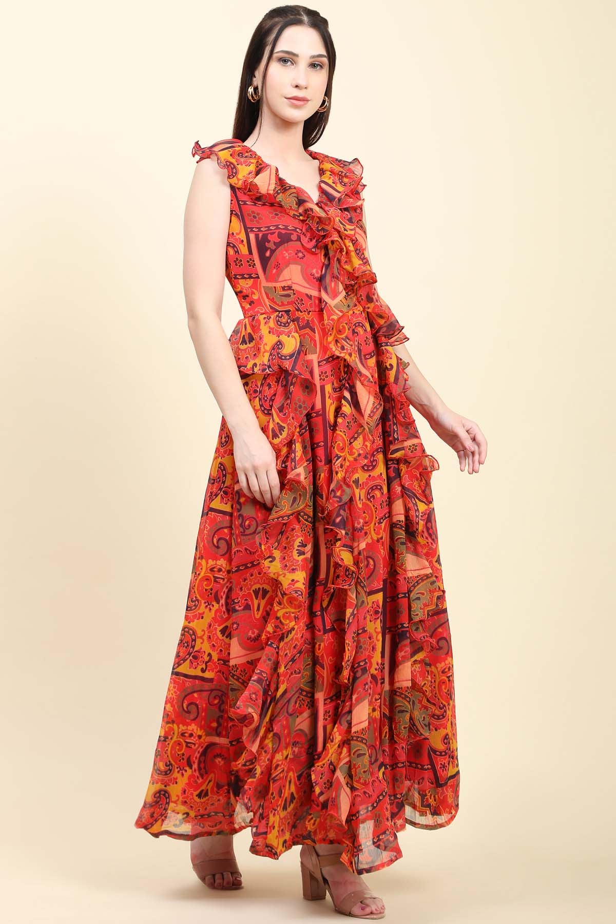 Cherry Red Ruffle Dress