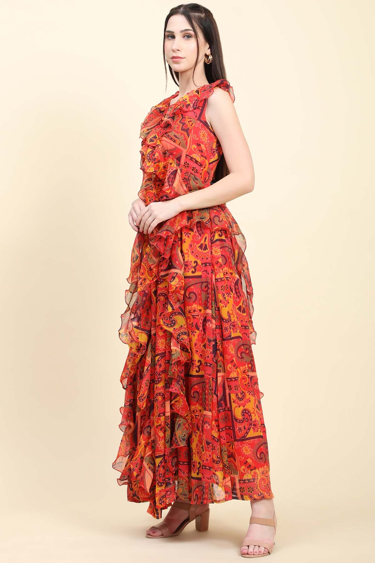 Cherry Red Ruffle Dress