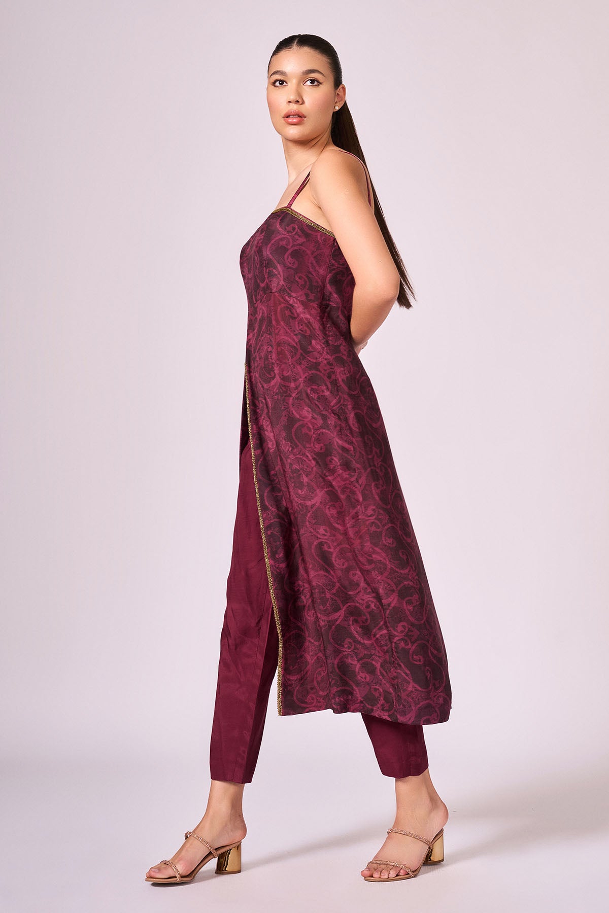 Cherry Floral Print Kurta Set