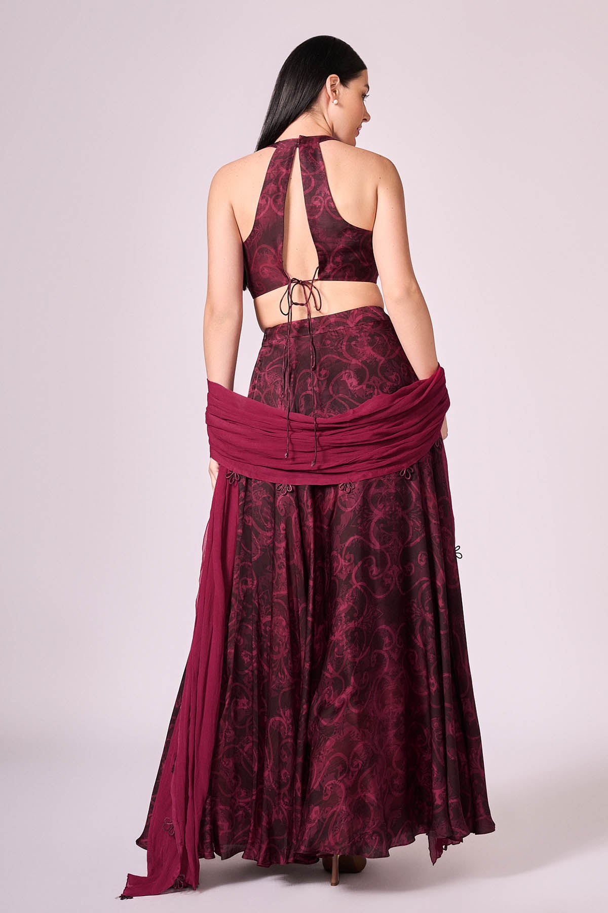 Cherry Floral Print Lehenga Set