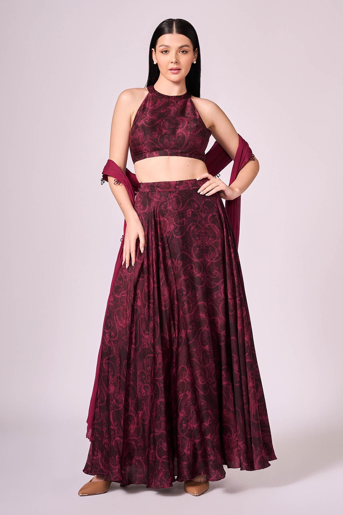 Buy Cherry Floral Print Lehenga Set by Koswi for women online at ScrollnShops