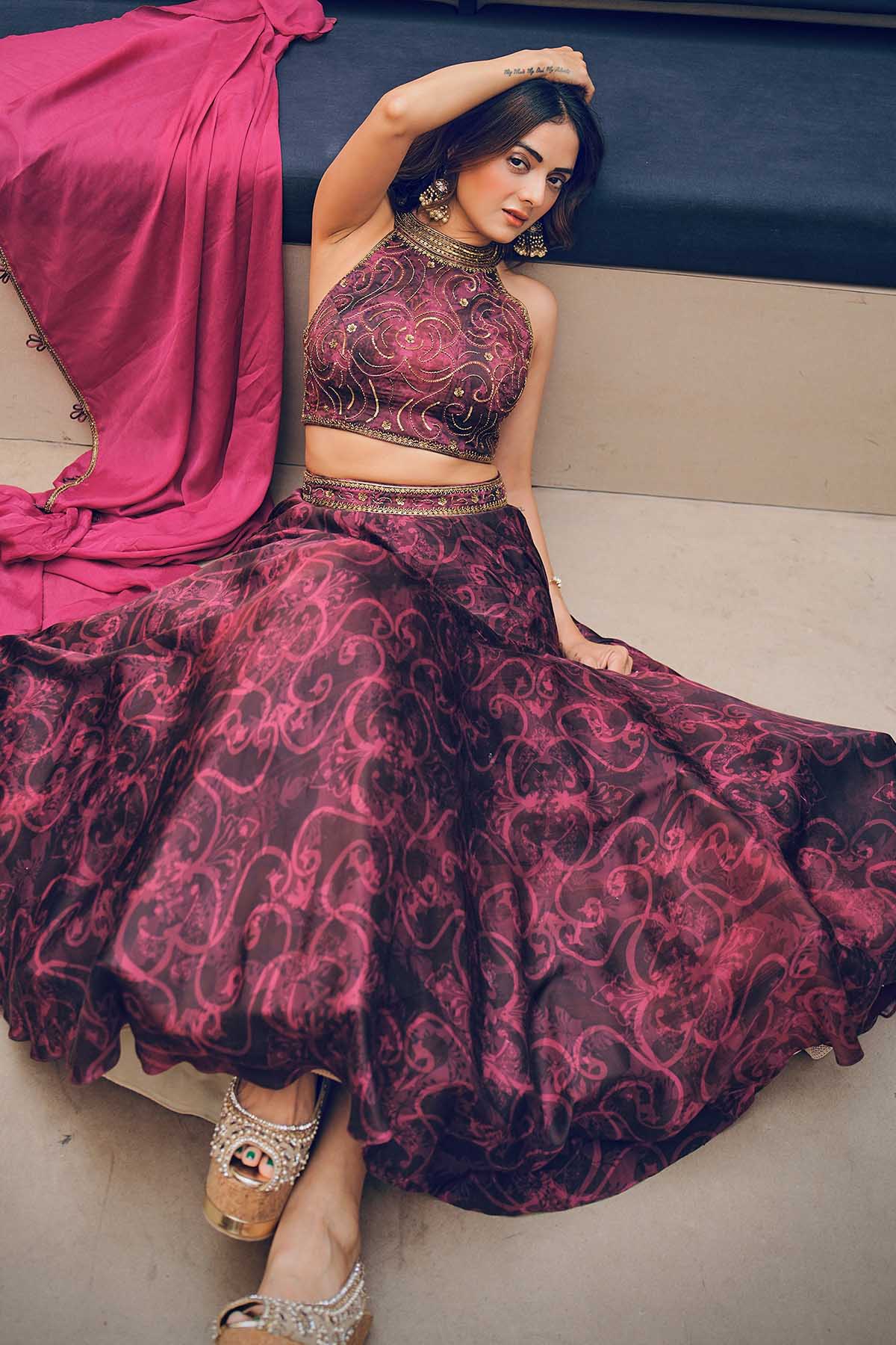 Cherry Halter Neck Lehenga Set