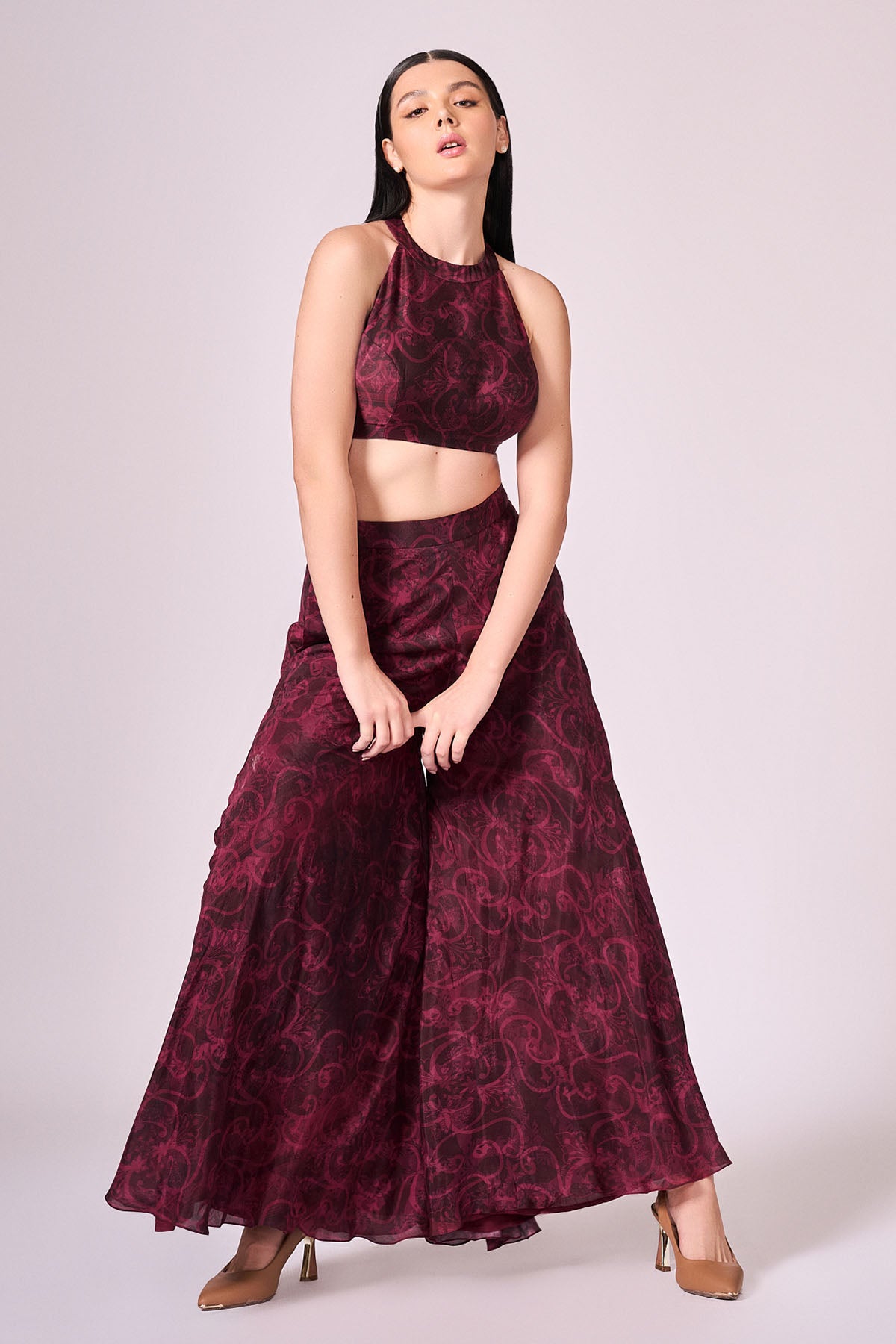 Cherry Halter Neck Top & Palazzo