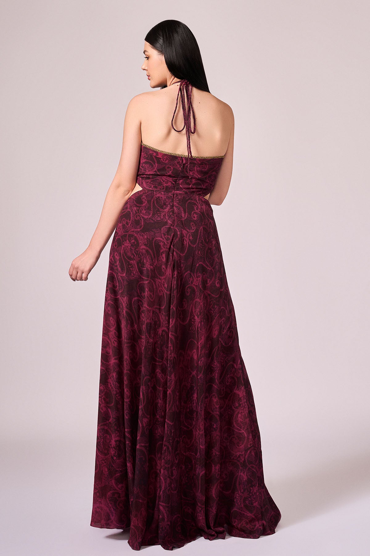 Cherry Printed Slit Maxi Dress