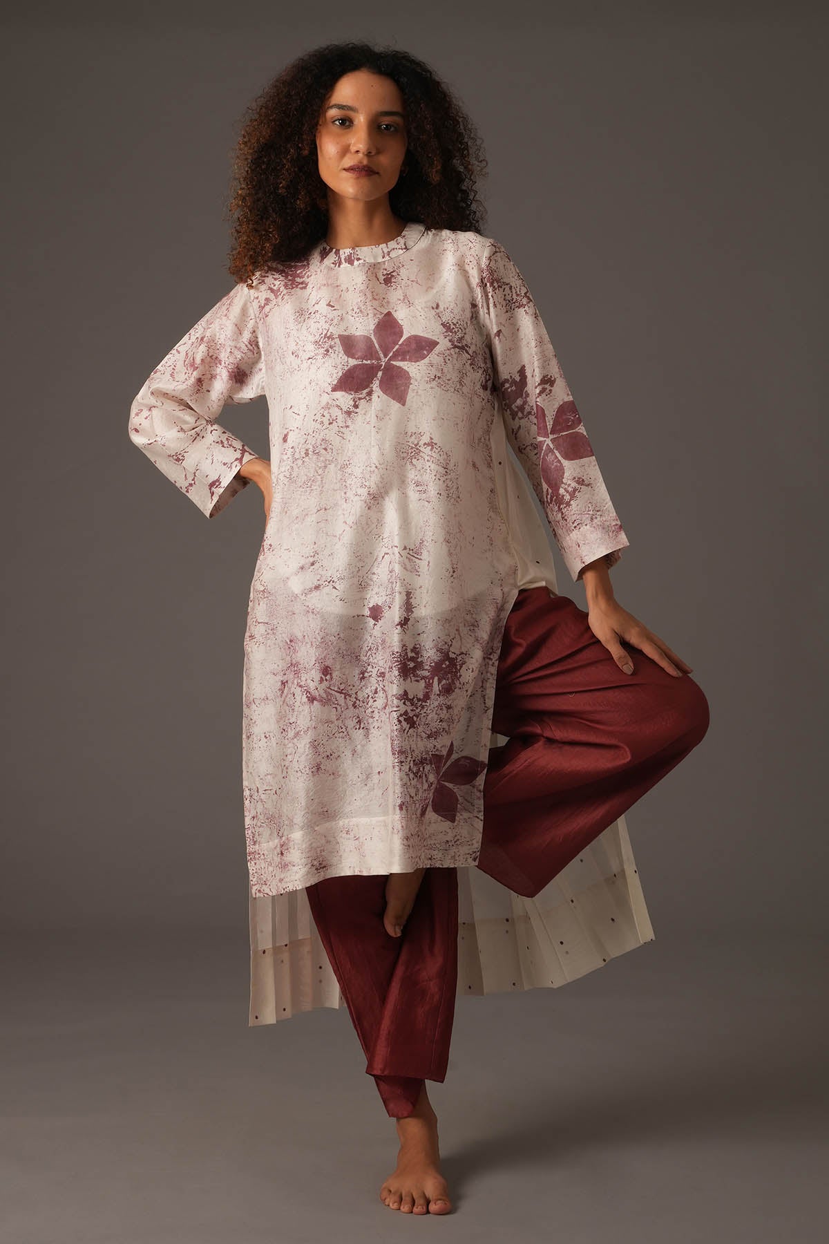 Buy Designer Cherry Red Print Kurta & Pants Online