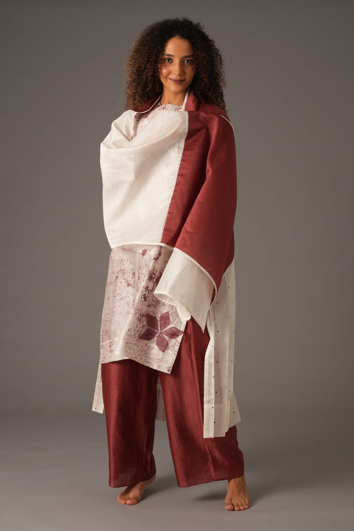 Cherry Red Printed Kurta Set