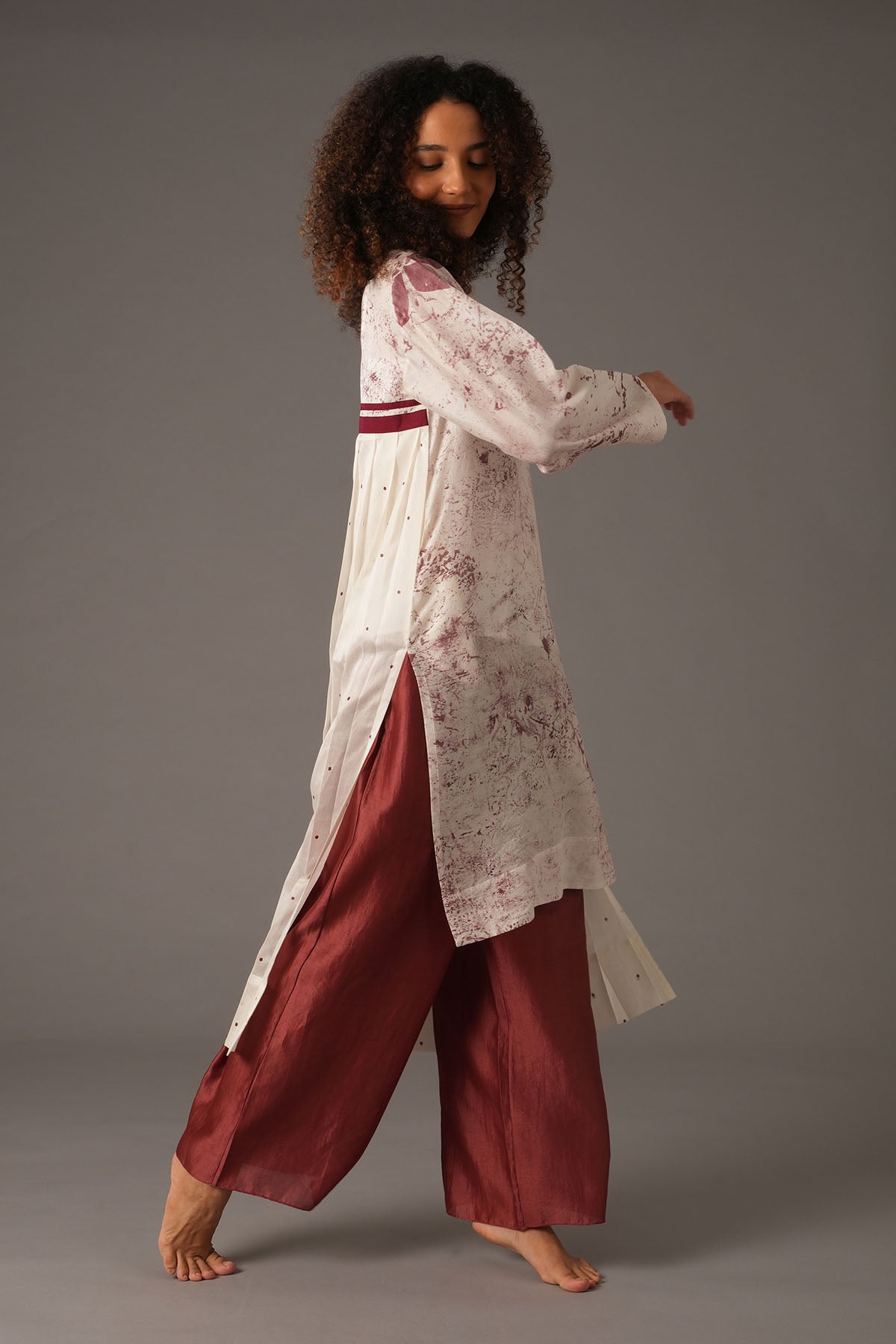 Cherry Red Printed Kurta Set