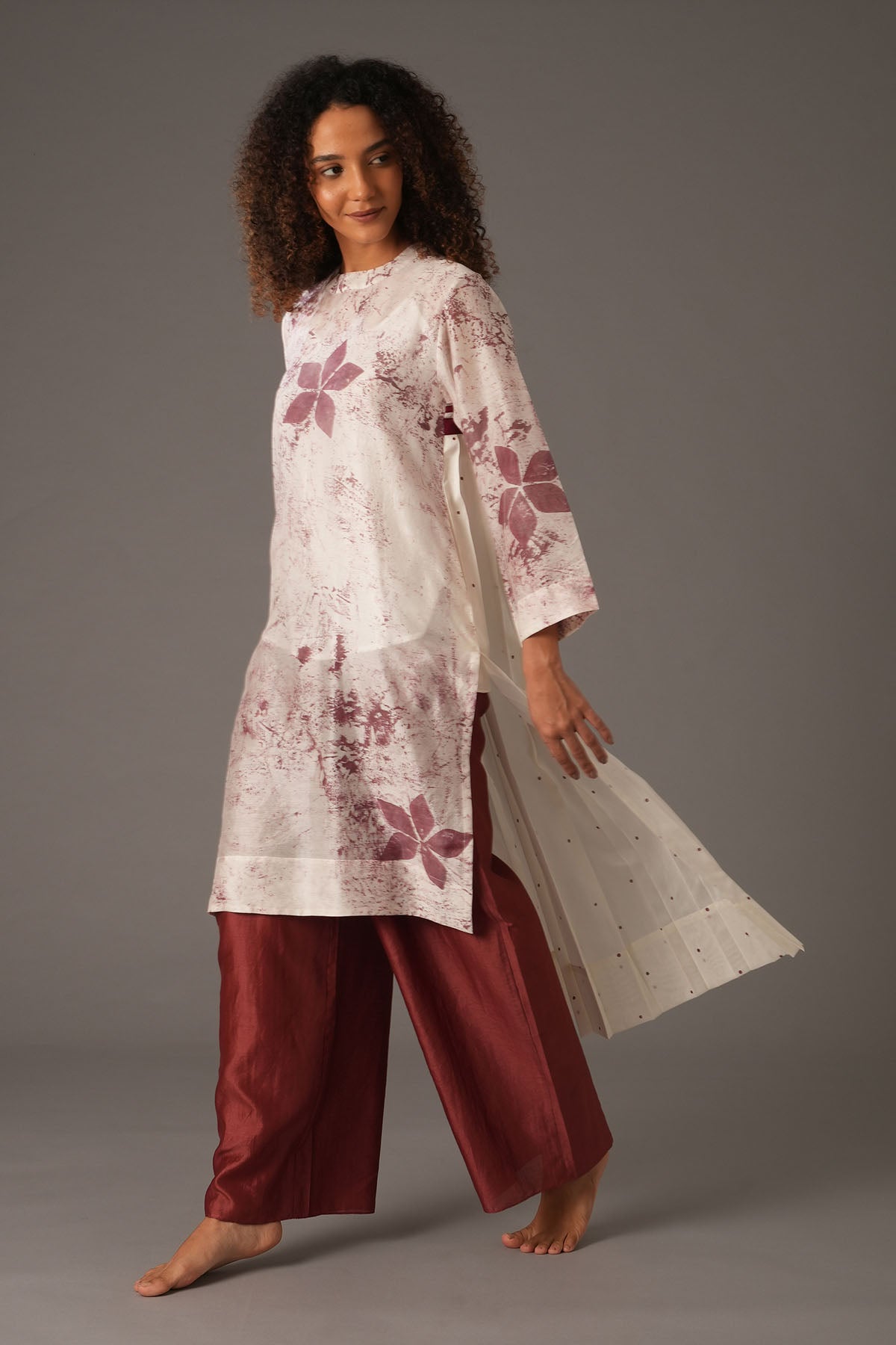 Cherry Red Printed Kurta Set