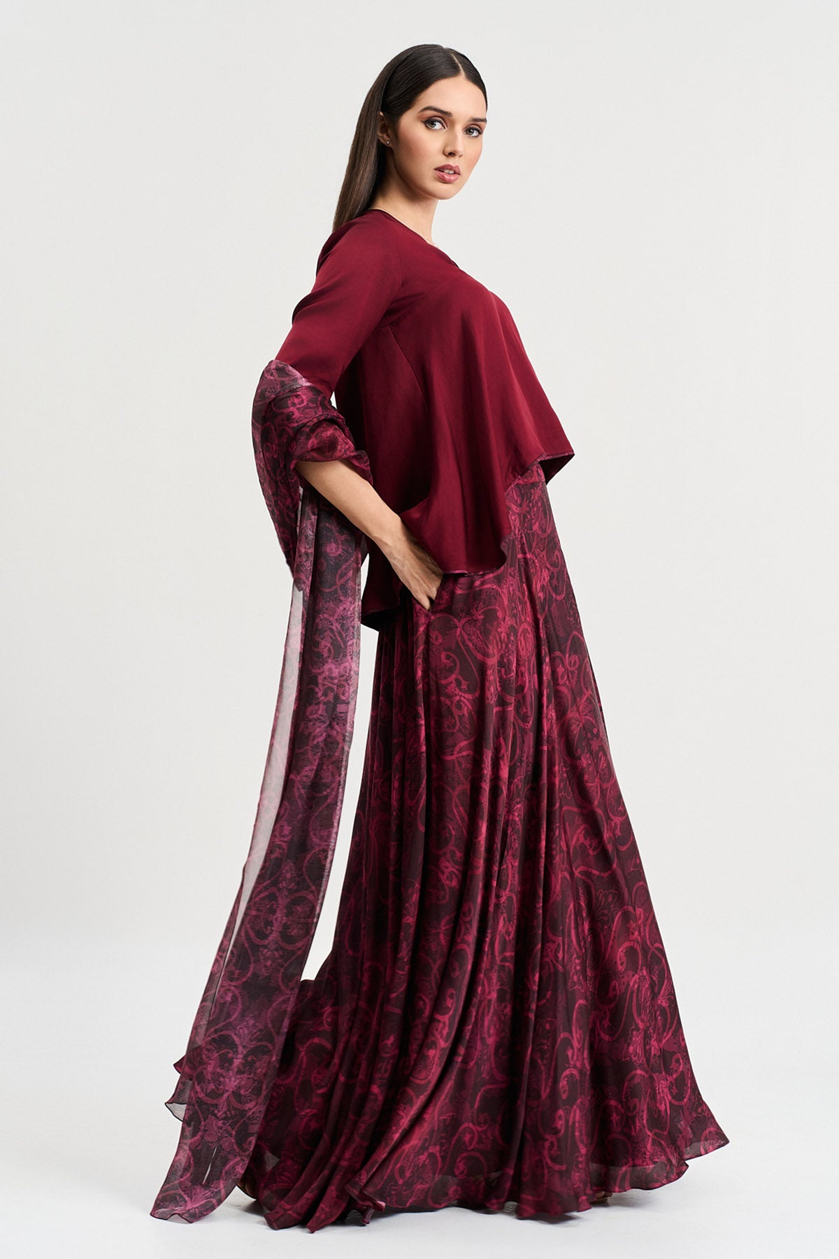 Cherry Viscose High-Low Top