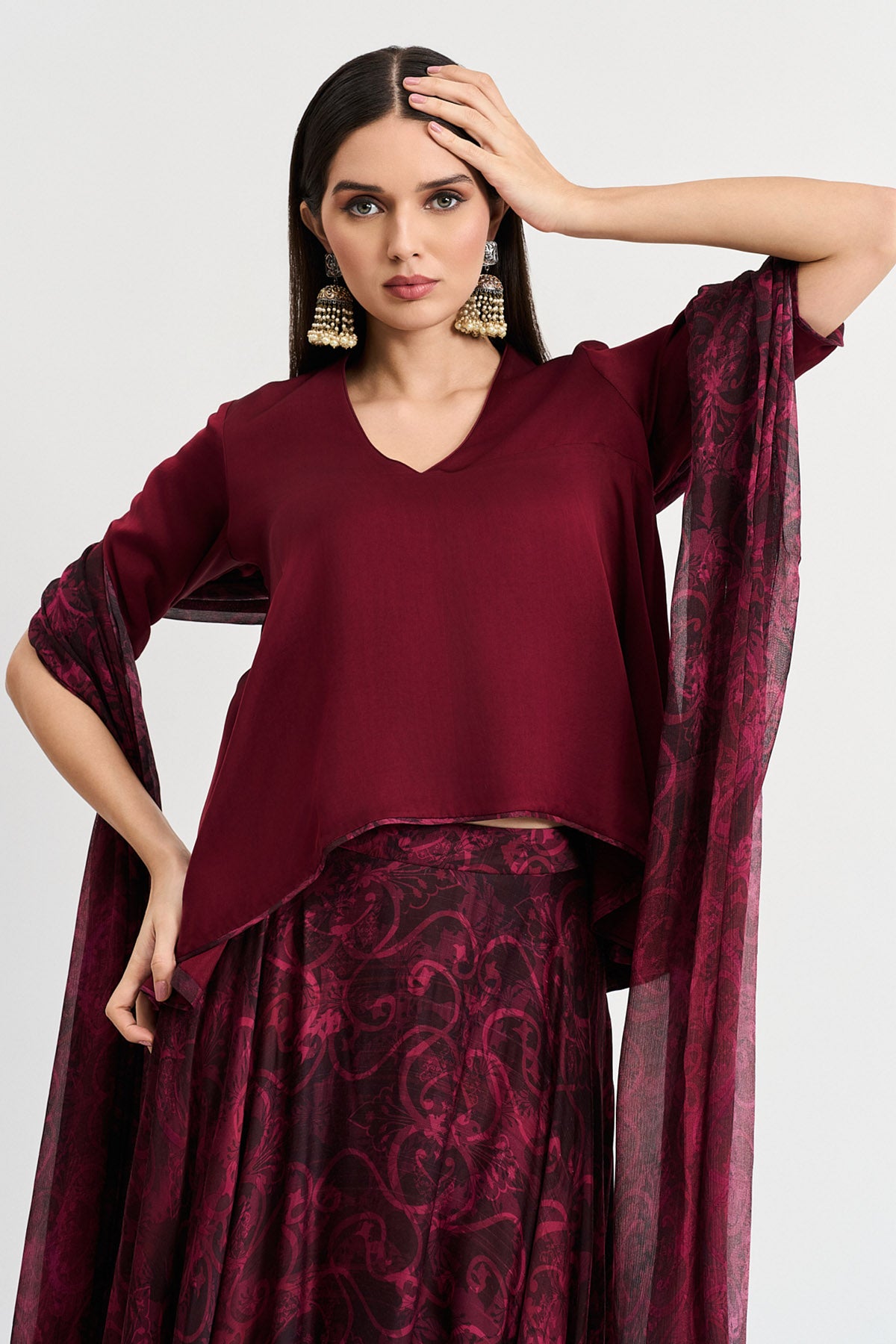 Cherry Viscose High-Low Top