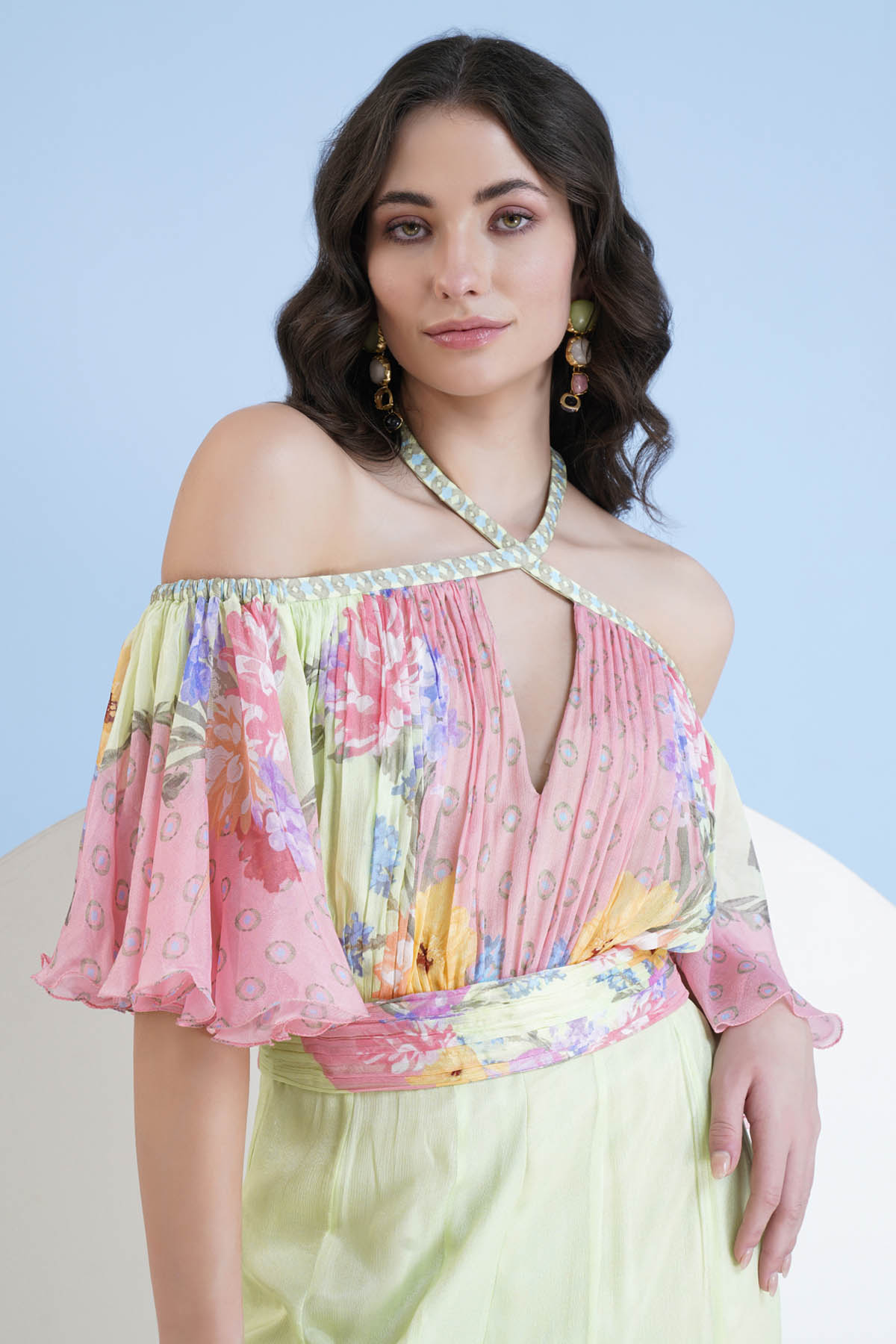 Chiffon Printed Flare Jumpsuit