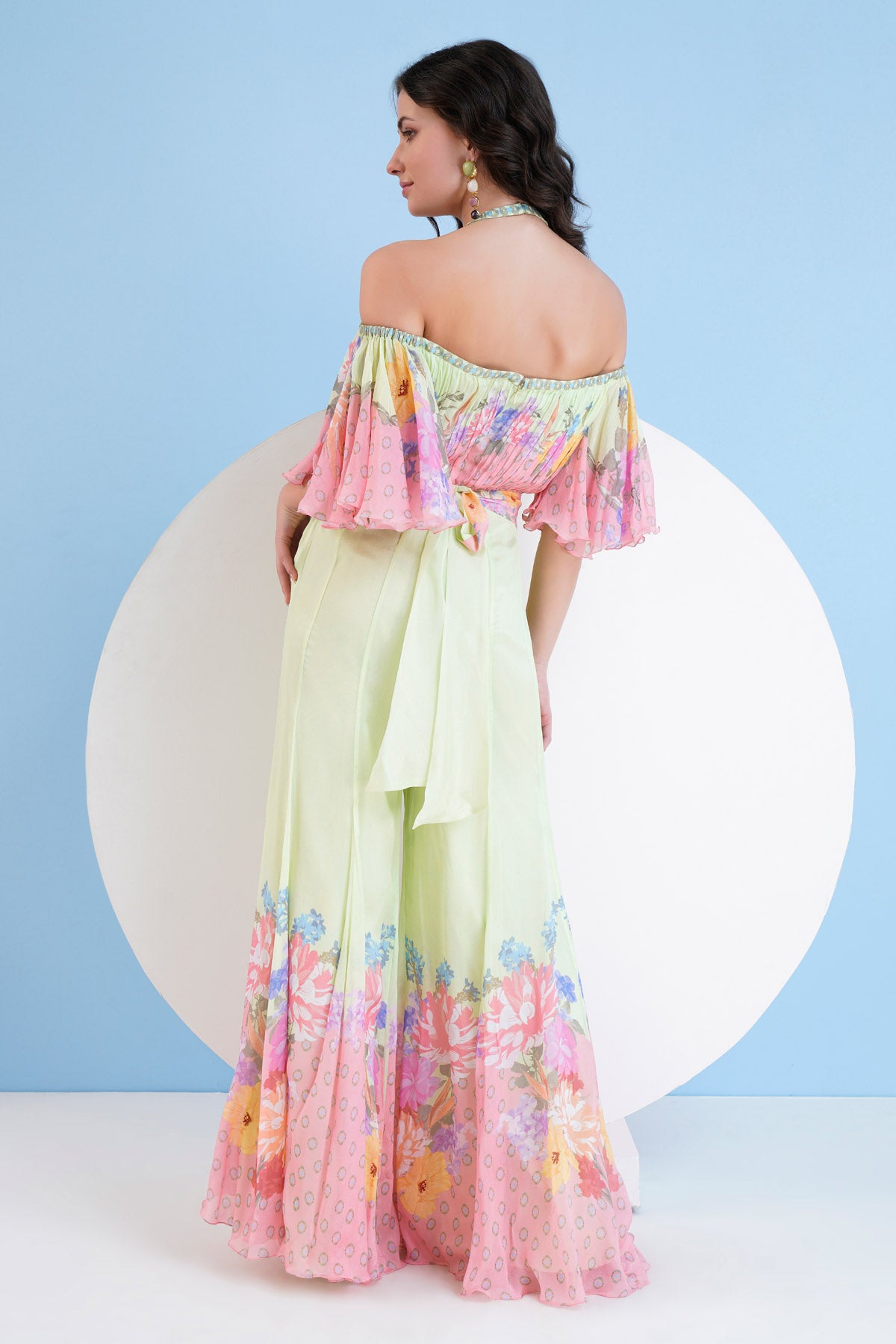 Chiffon Printed Flare Jumpsuit