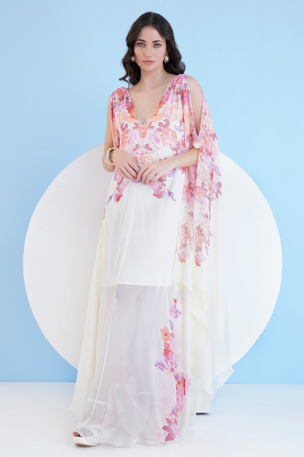 Chiffon Printed Long Kaftan